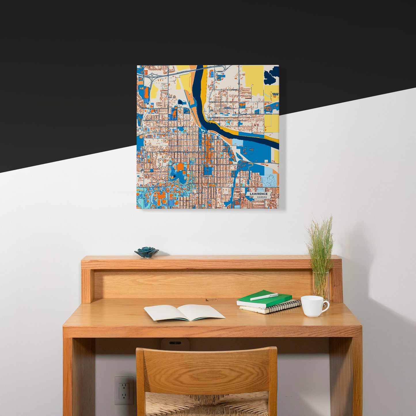 Lawrence Kansas Colorful City Map Canvas Print Scene