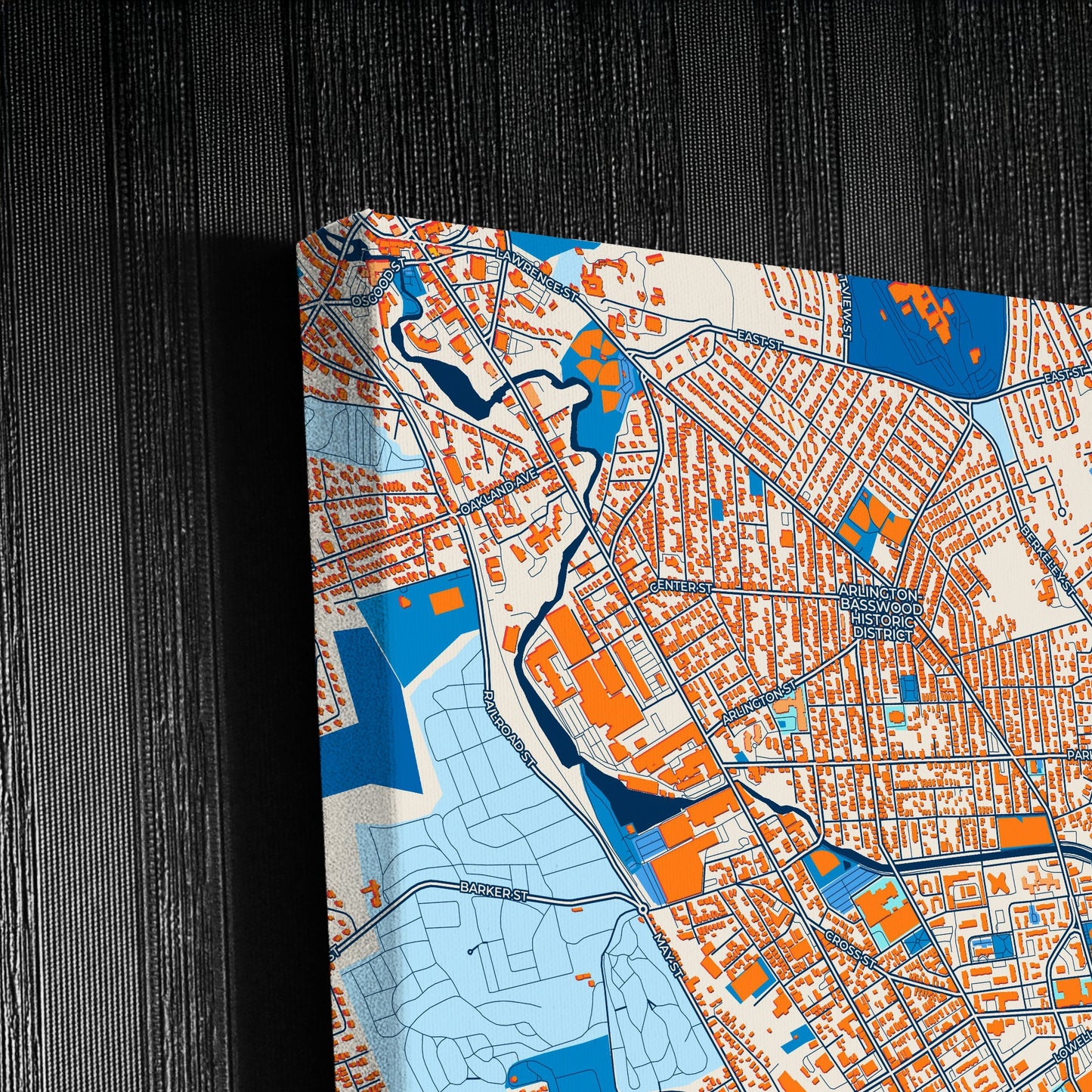 Lawrence Massachusetts Colorful City Map Canvas Print Detail