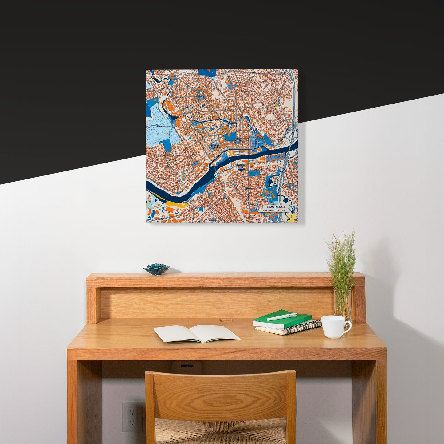 Lawrence Massachusetts Colorful City Map Canvas Print Scene