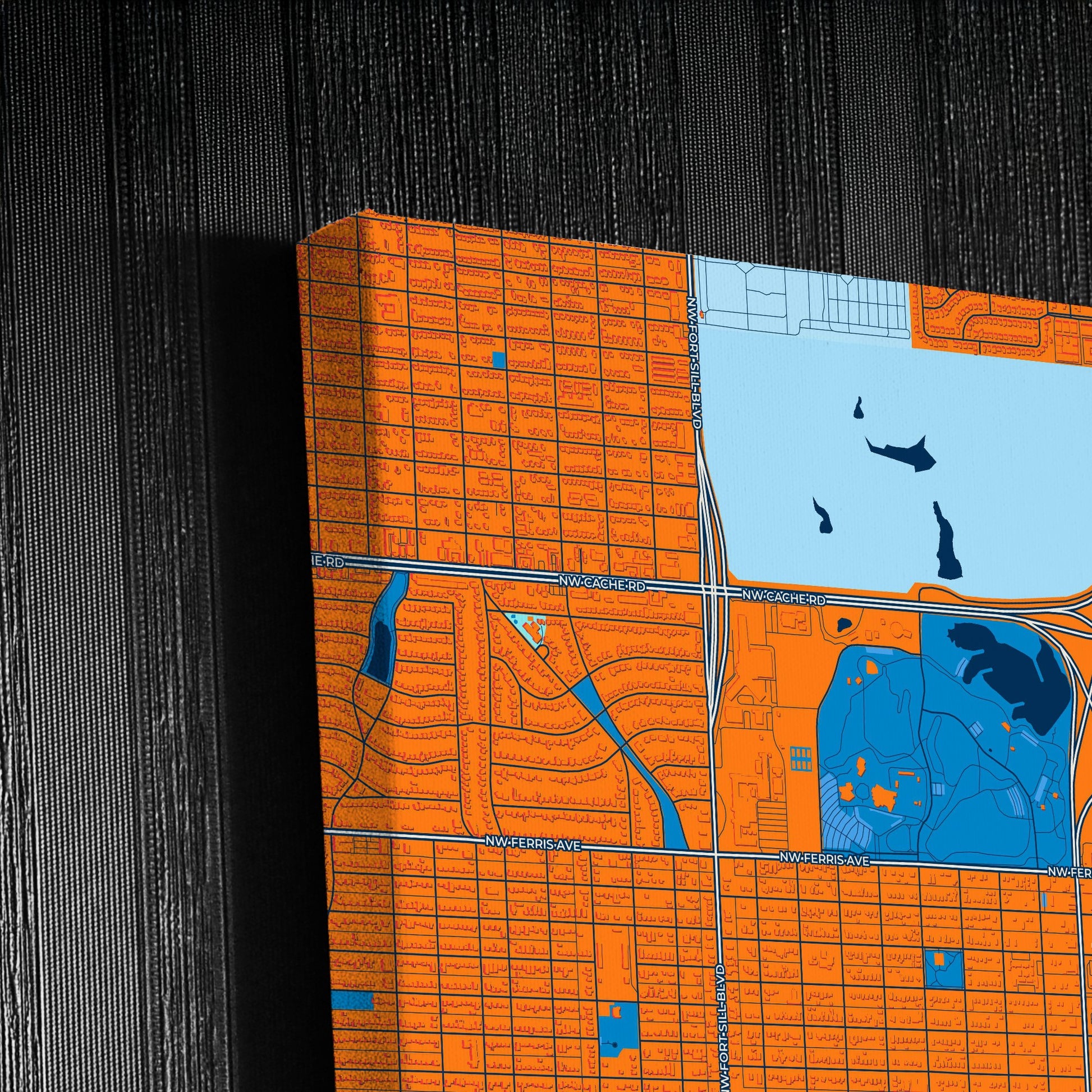 Lawton Oklahoma Colorful City Map Canvas Print Detail