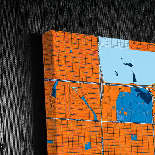 Lawton Oklahoma Colorful City Map Canvas Print Detail