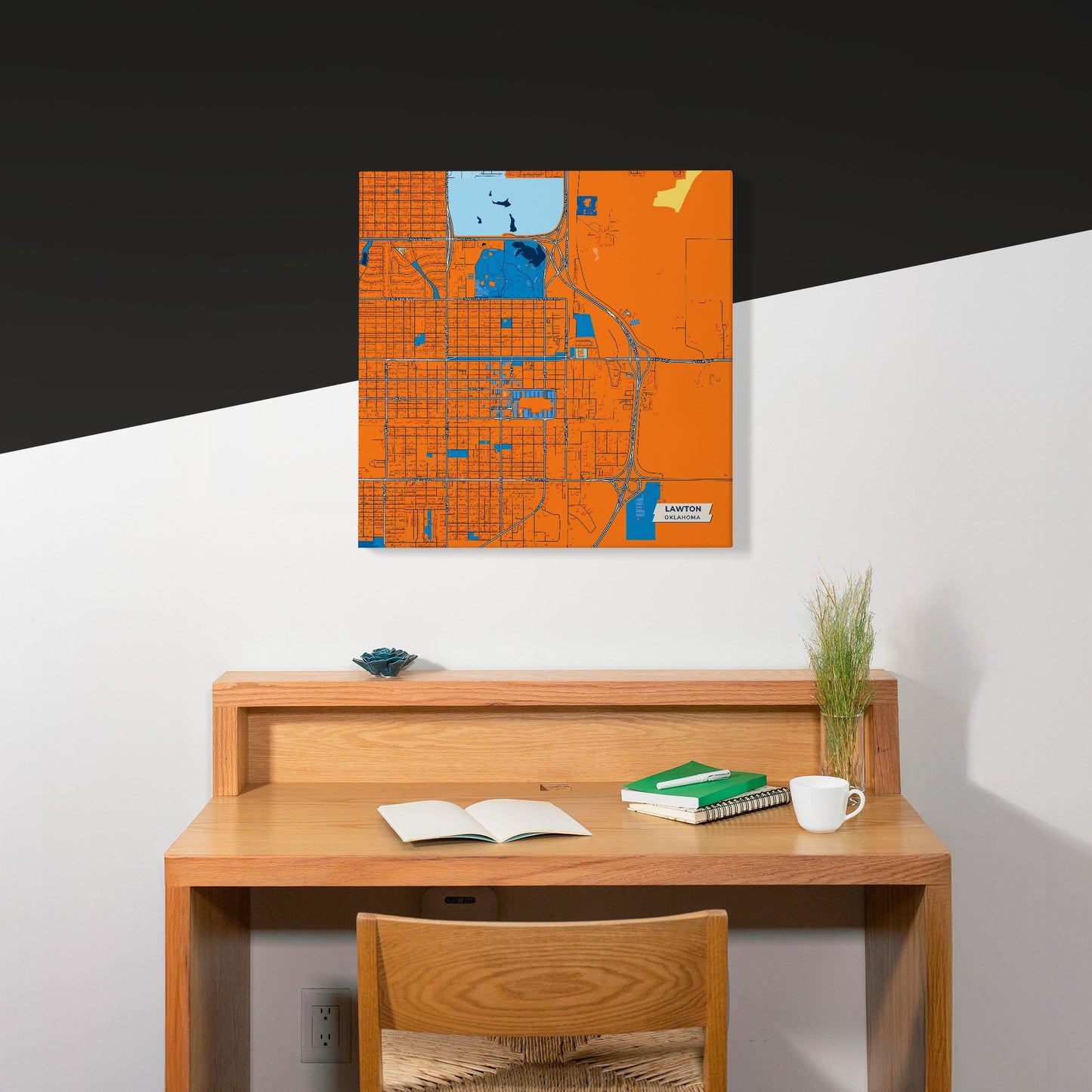 Lawton Oklahoma Colorful City Map Canvas Print Scene