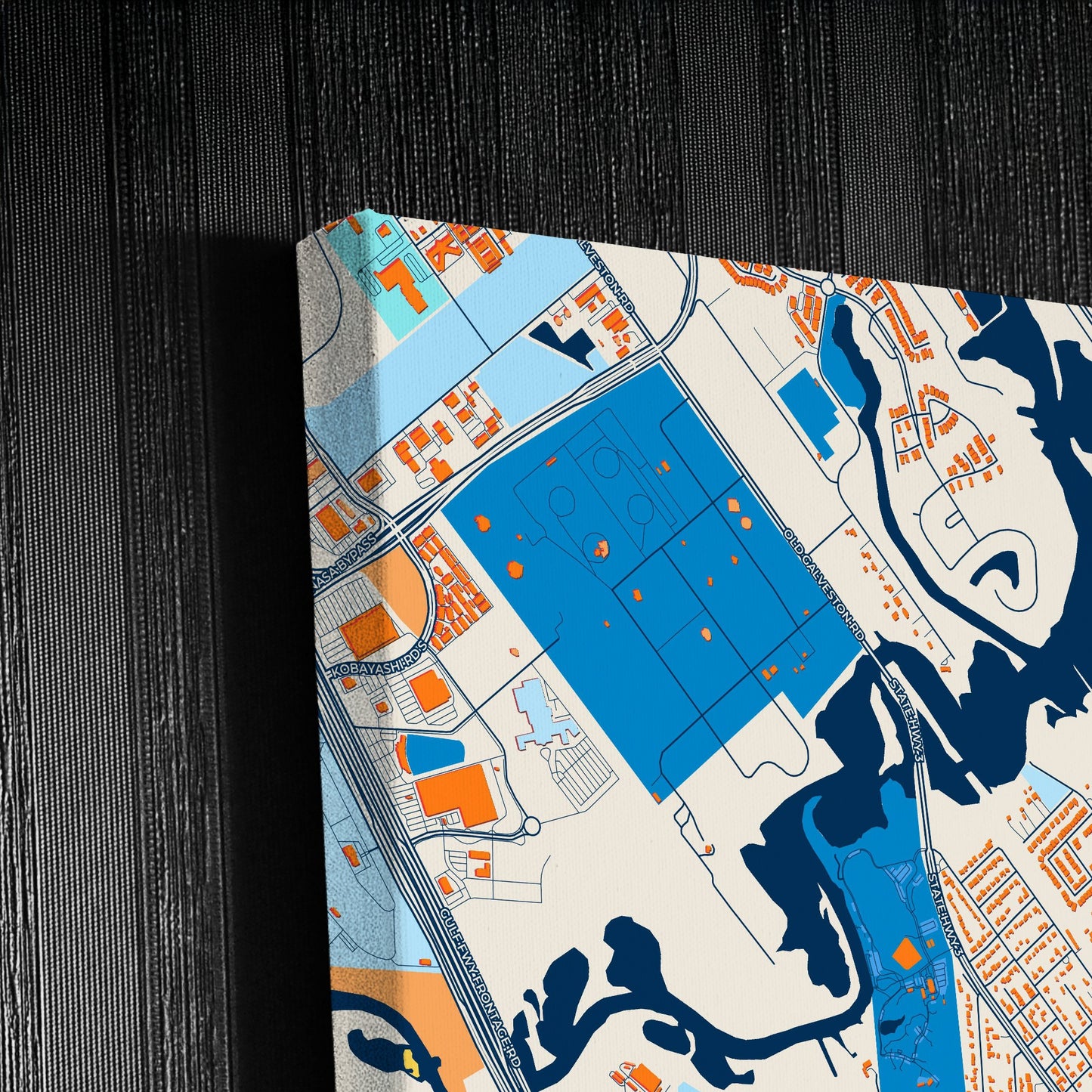 League City Texas Colorful City Map Canvas Print Detail