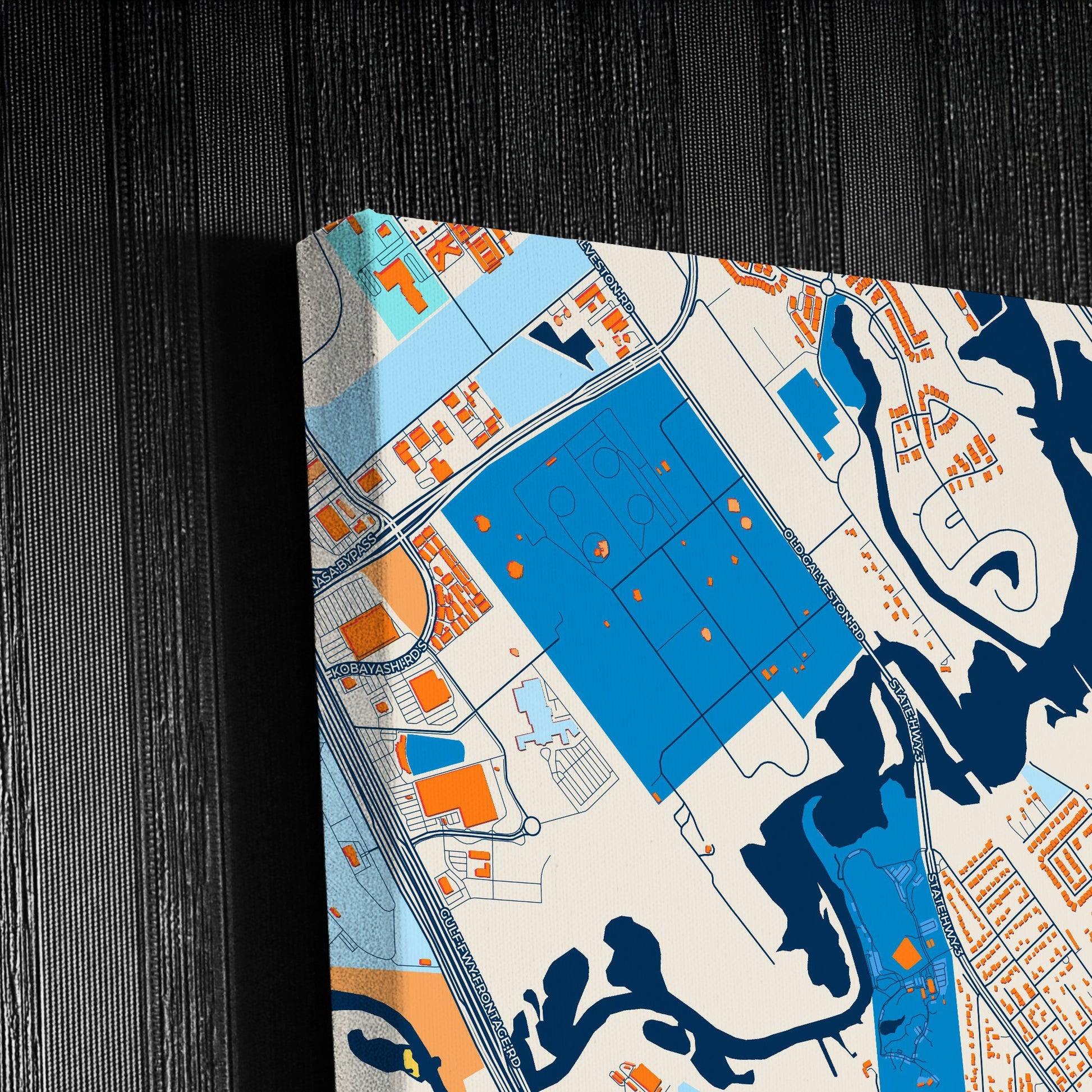 League City Texas Colorful City Map Canvas Print Detail