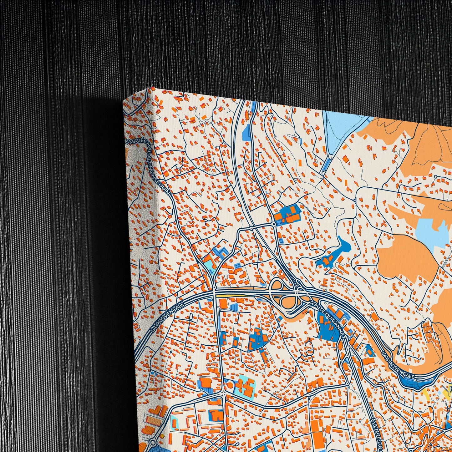 Le Cannet France Colorful City Map Canvas Print Detail