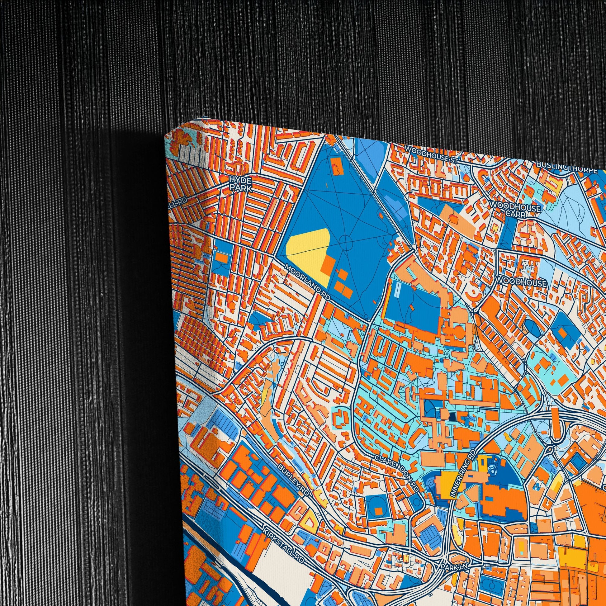 Leeds England Colorful City Map Canvas Print Detail