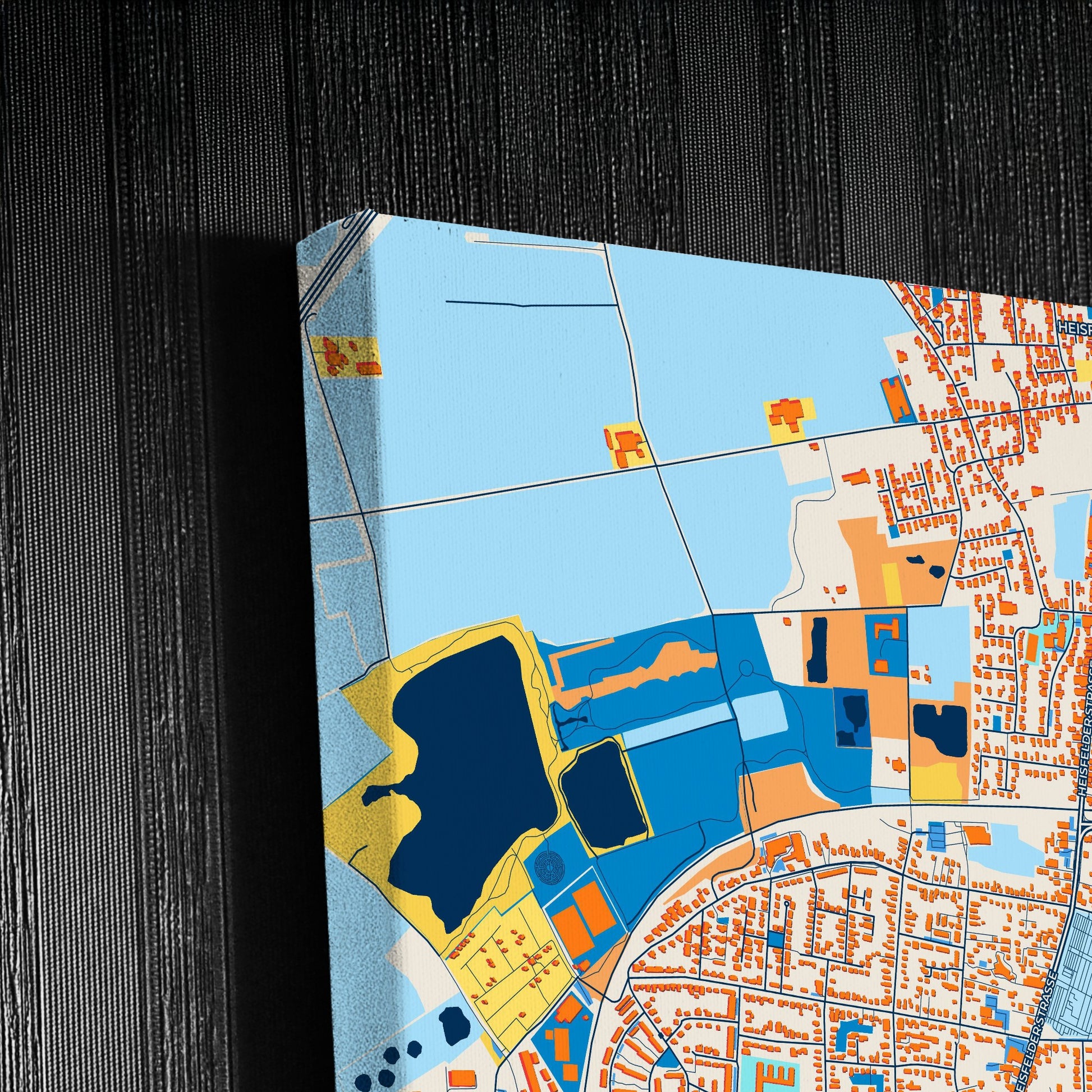 Leer Germany Colorful City Map Canvas Print Detail