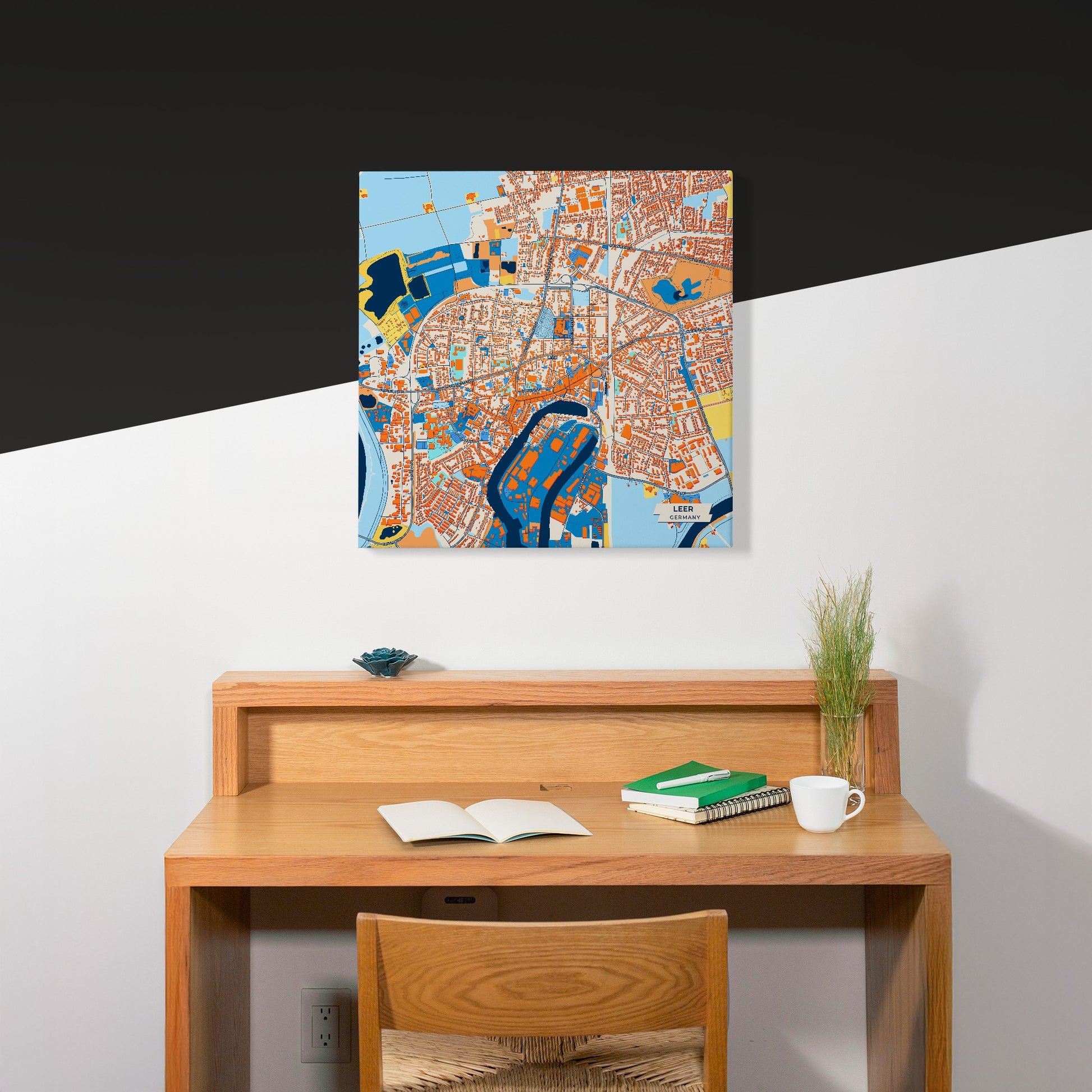 Leer Germany Colorful City Map Canvas Print Scene