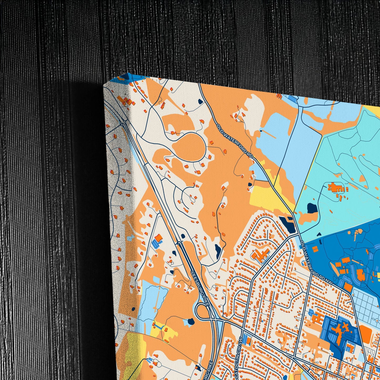 Leesburg Virginia Colorful City Map Canvas Print Detail