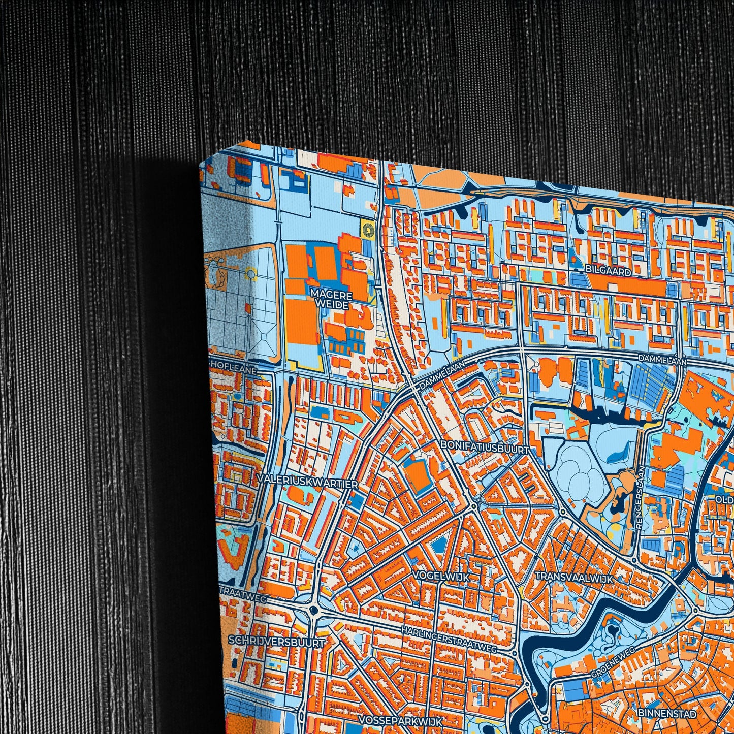 Leeuwarden Netherlands Colorful City Map Canvas Print Detail