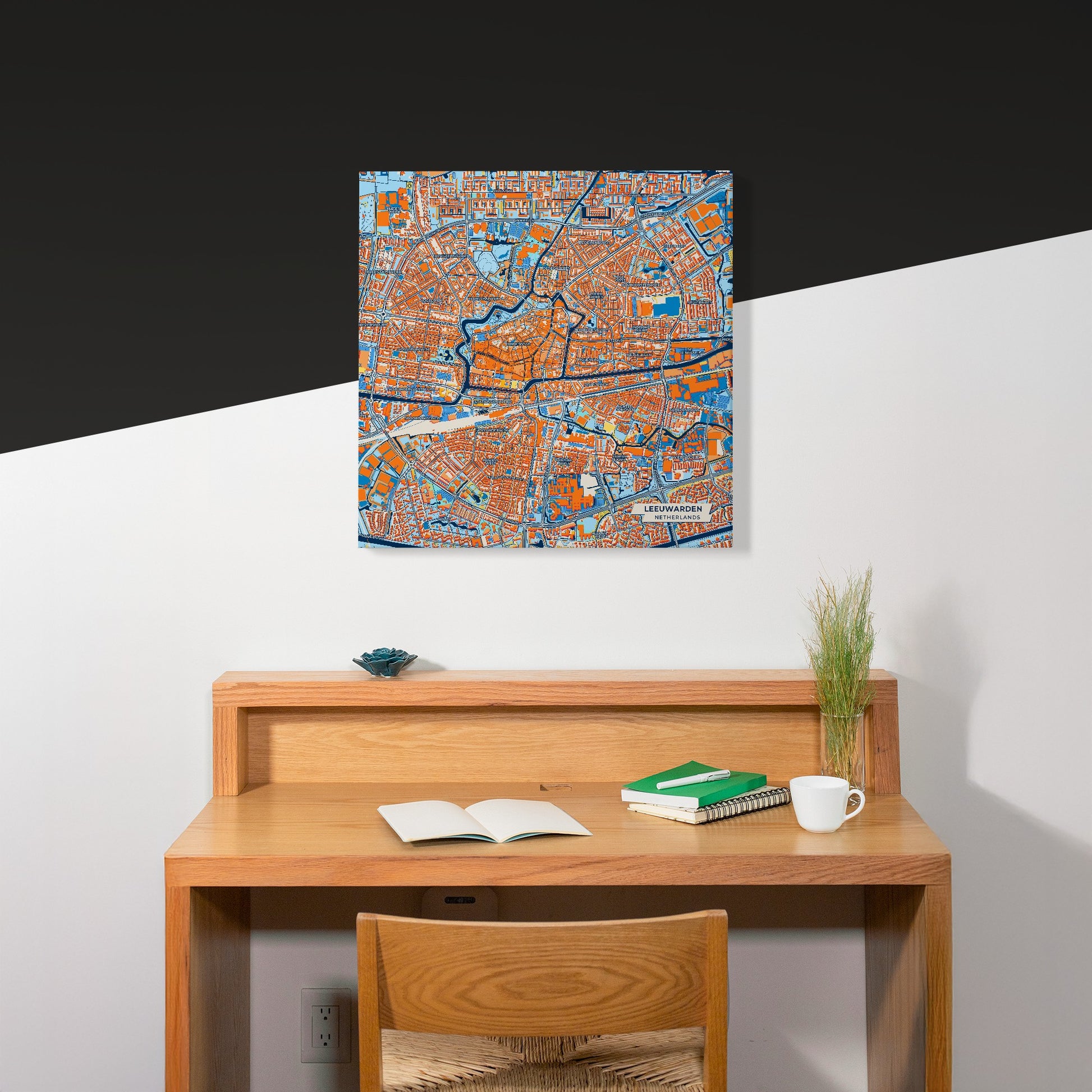 Leeuwarden Netherlands Colorful City Map Canvas Print Scene