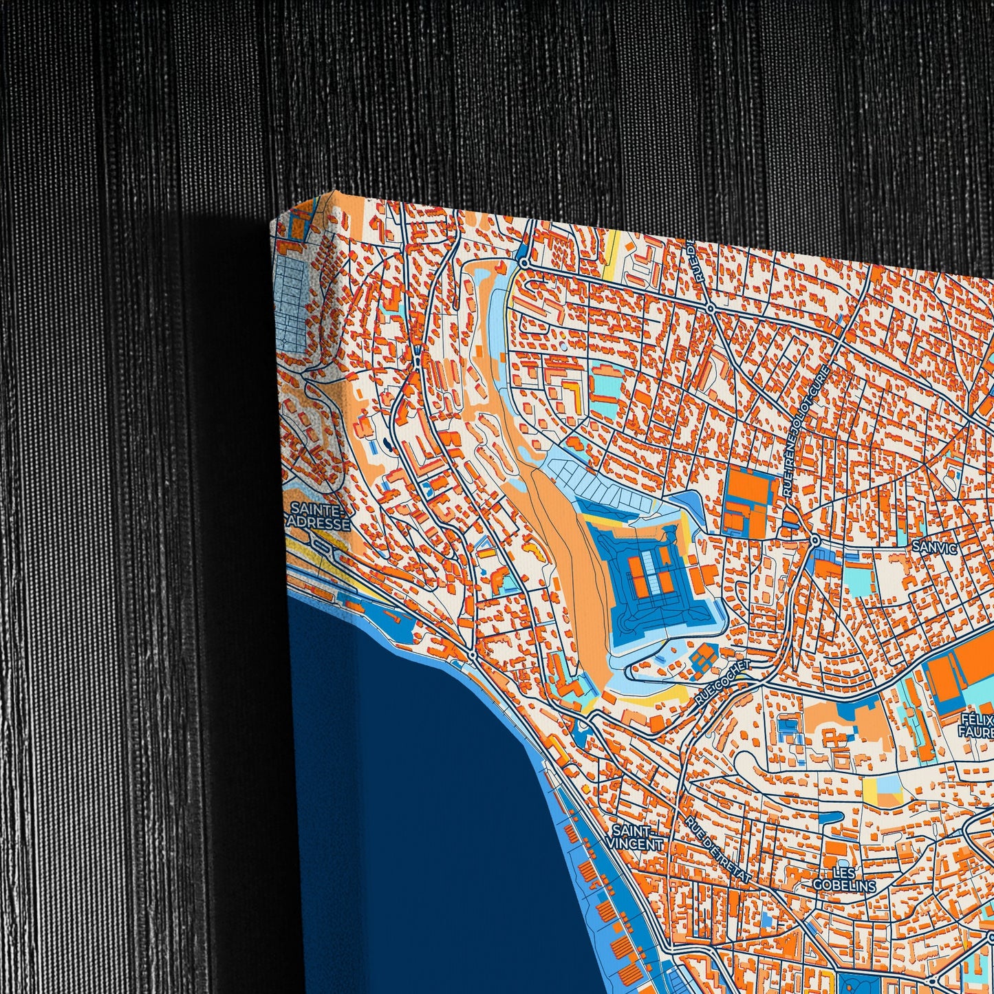 Le Havre France Colorful City Map Canvas Print Detail