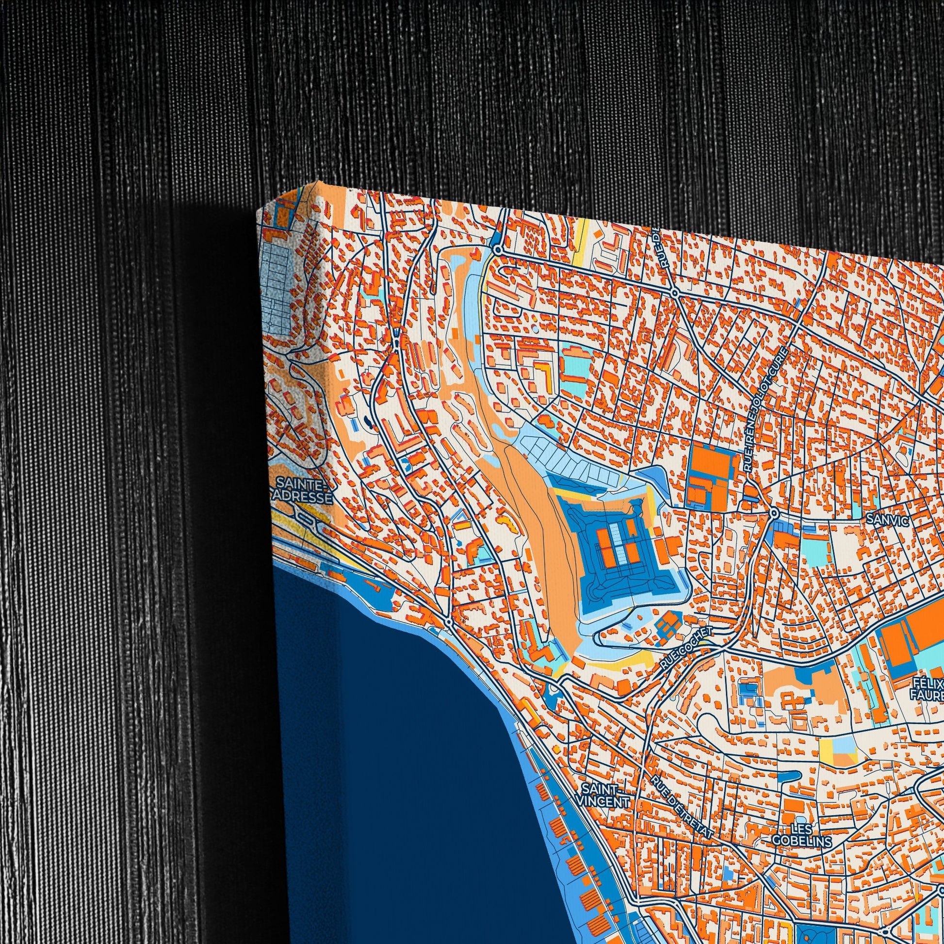 Le Havre France Colorful City Map Canvas Print Detail