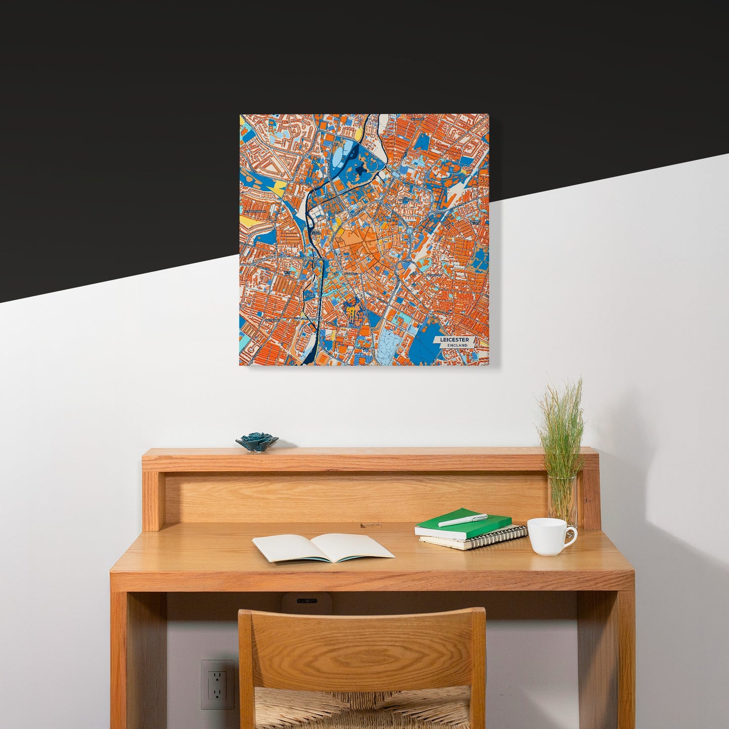 Leicester England Colorful City Map Canvas Print Scene