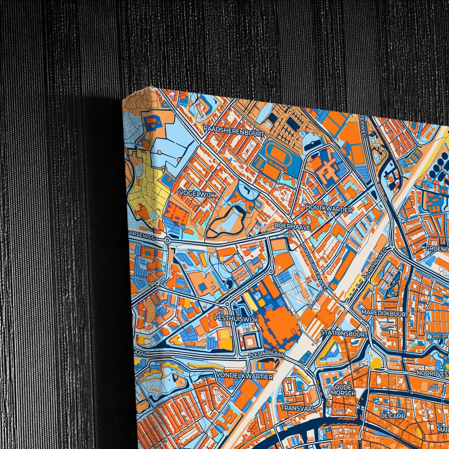 Leiden Netherlands Colorful City Map Canvas Print Detail