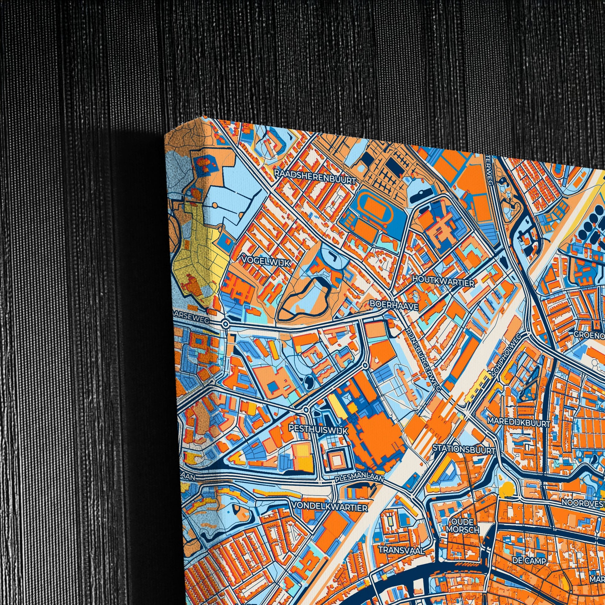 Leiden Netherlands Colorful City Map Canvas Print Detail
