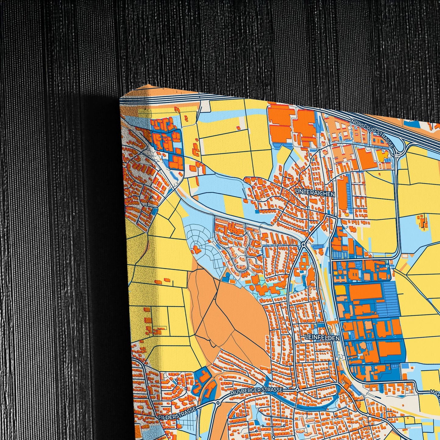 Leinfelden-Echterdingen Germany Colorful City Map Canvas Print Detail