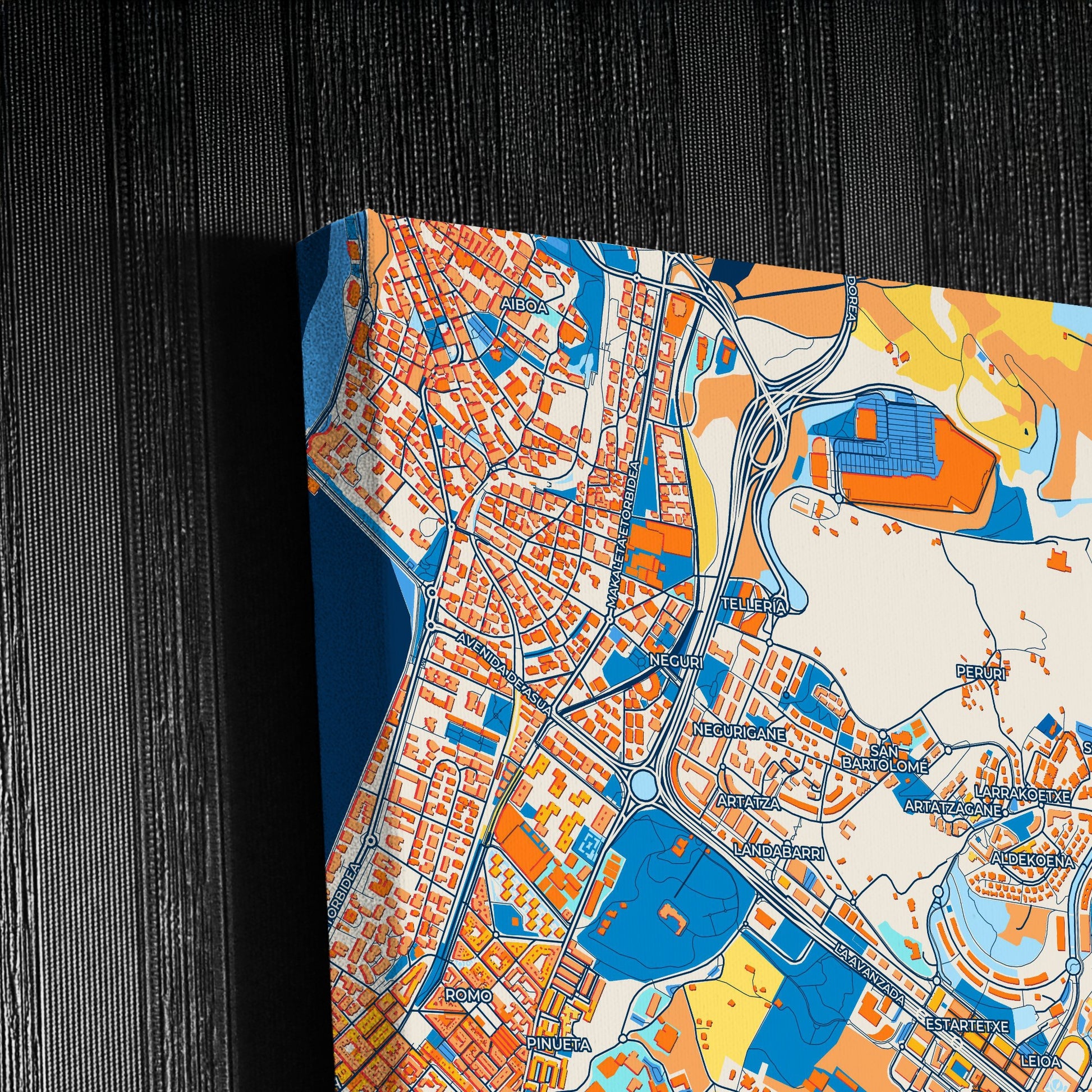 Leioa Spain Colorful City Map Canvas Print Detail