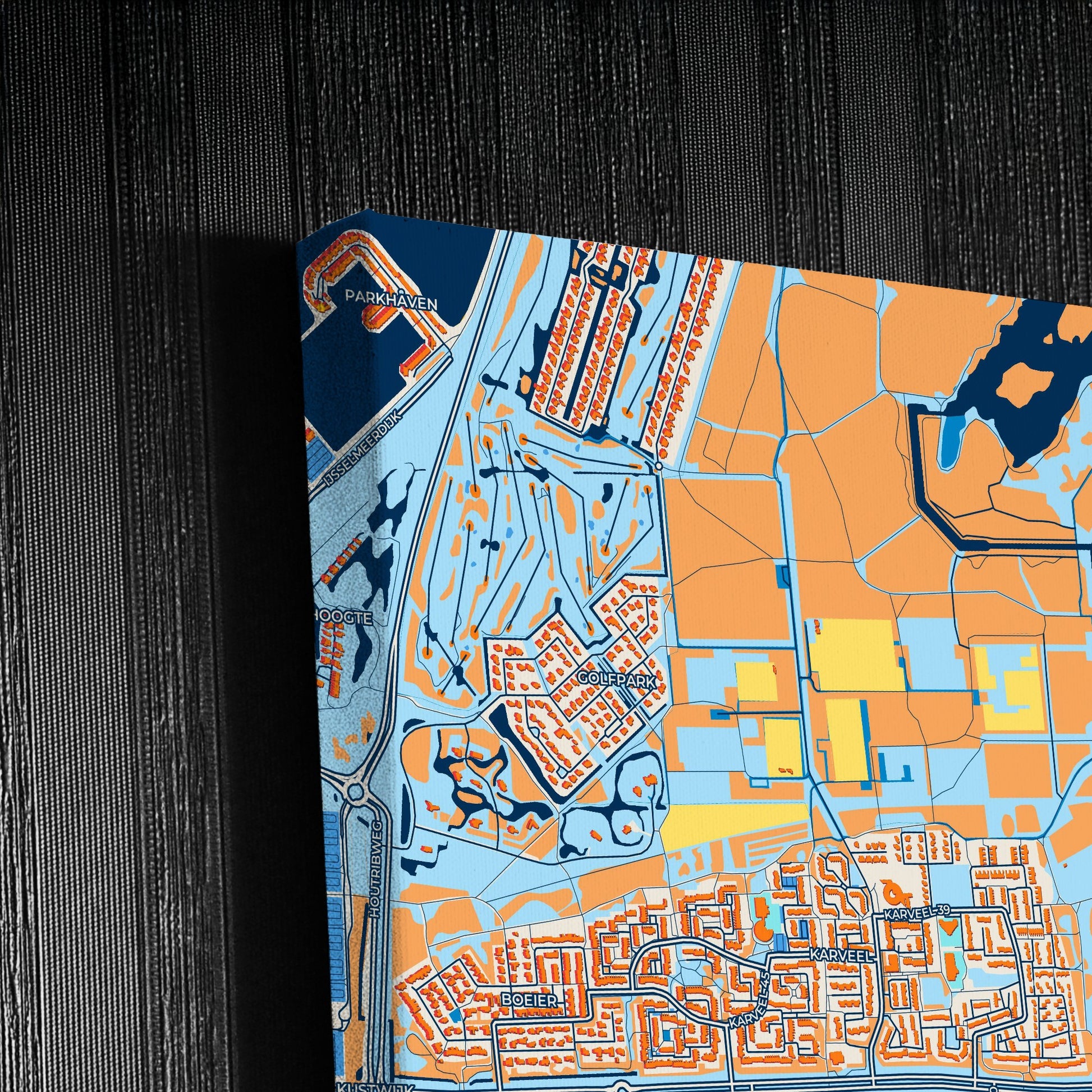 Lelystad Netherlands Colorful City Map Canvas Print Detail