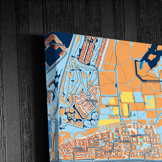 Lelystad Netherlands Colorful City Map Canvas Print Detail
