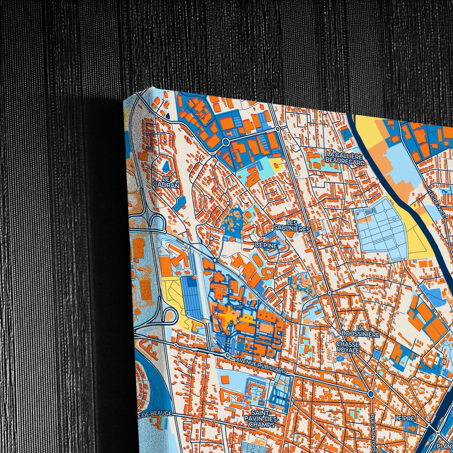 Le Mans France Colorful City Map Canvas Print Detail