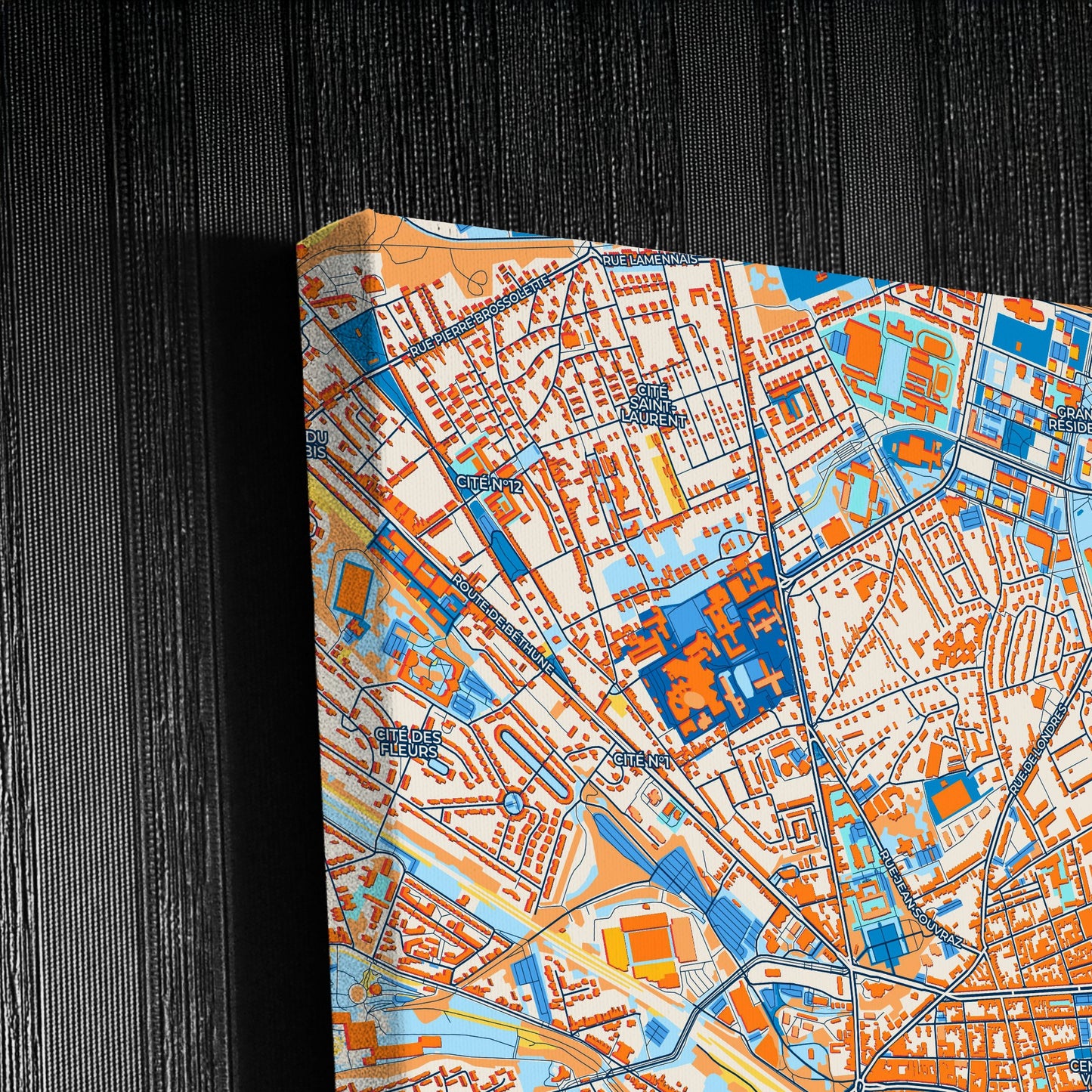 Lens France Colorful City Map Canvas Print Detail