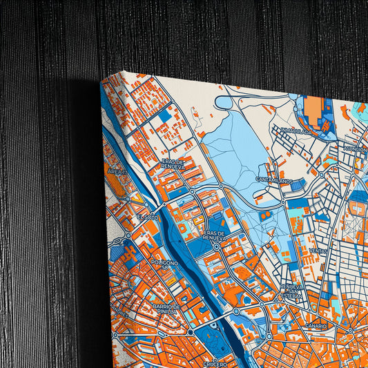 León Spain Colorful City Map Canvas Print Detail