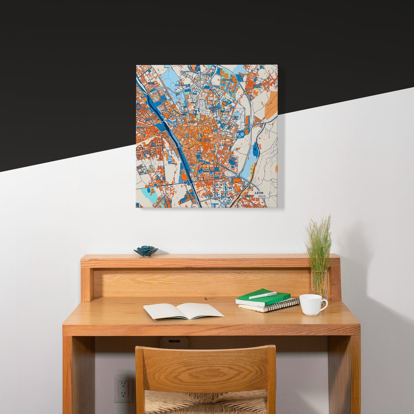 León Spain Colorful City Map Canvas Print Scene