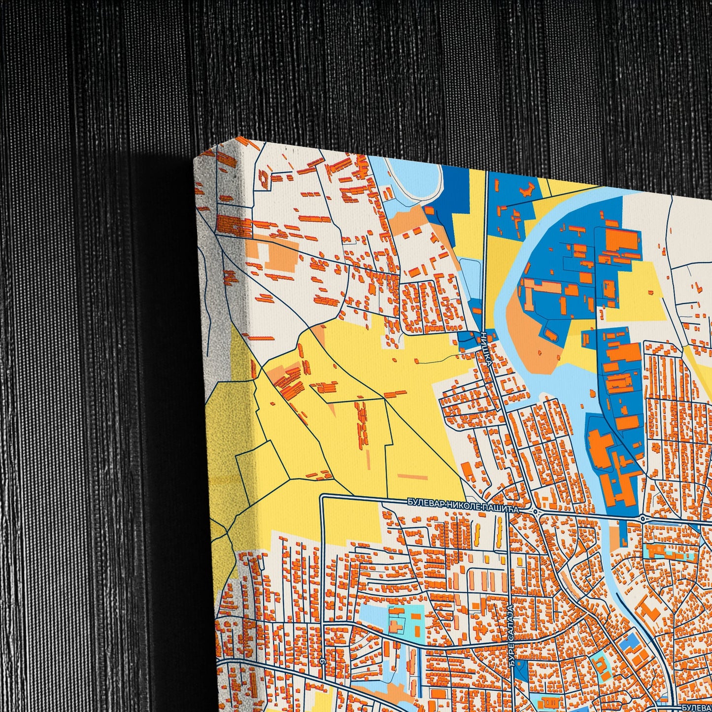 Лесковац Serbia Colorful City Map Canvas Print Detail