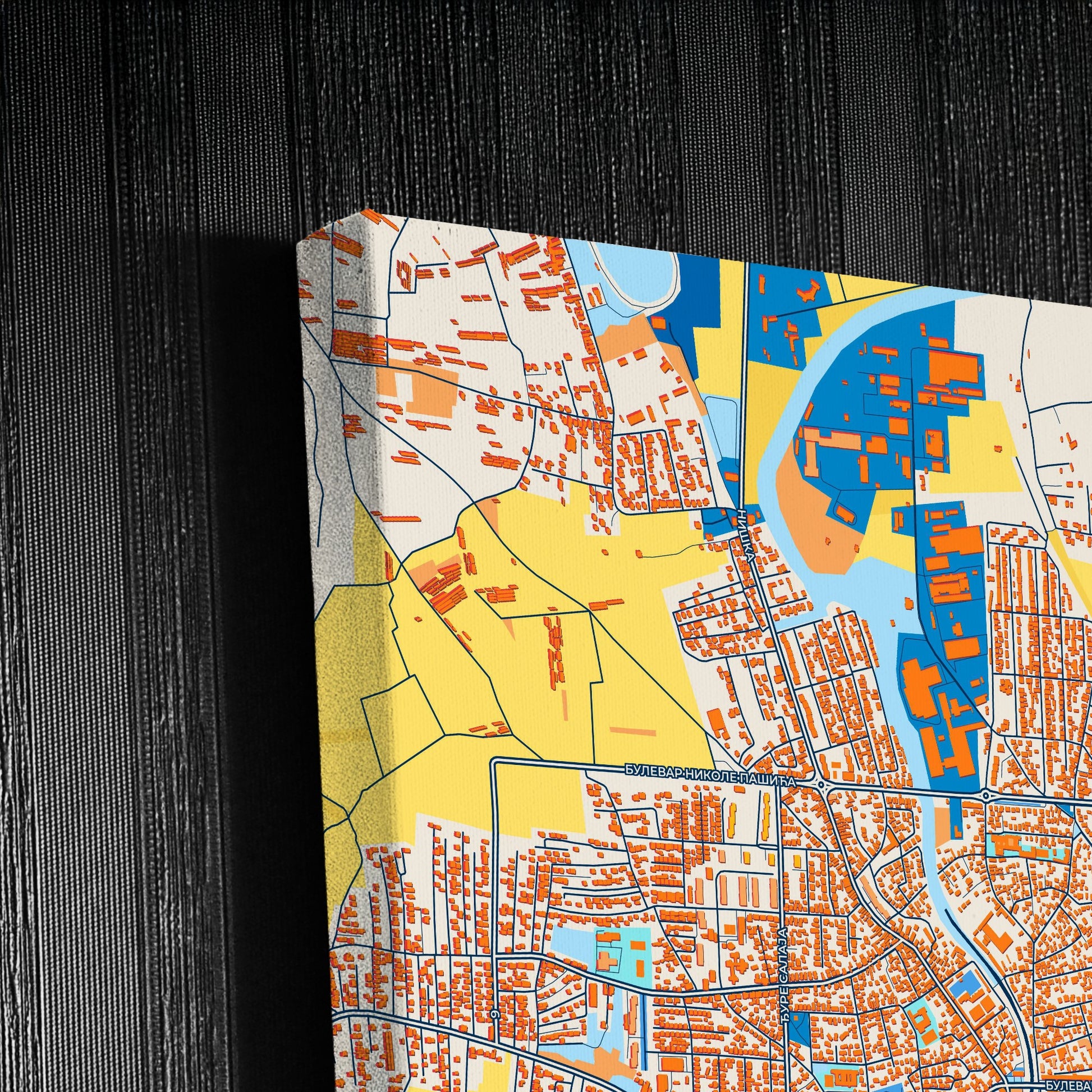Лесковац Serbia Colorful City Map Canvas Print Detail