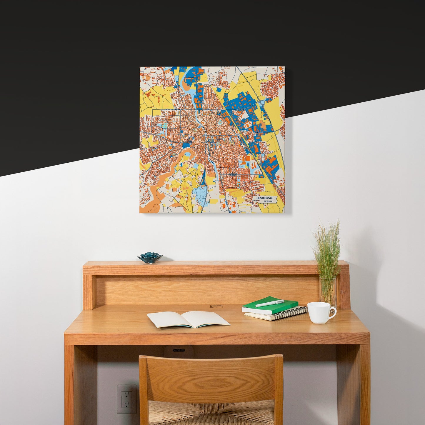 Лесковац Serbia Colorful City Map Canvas Print Scene