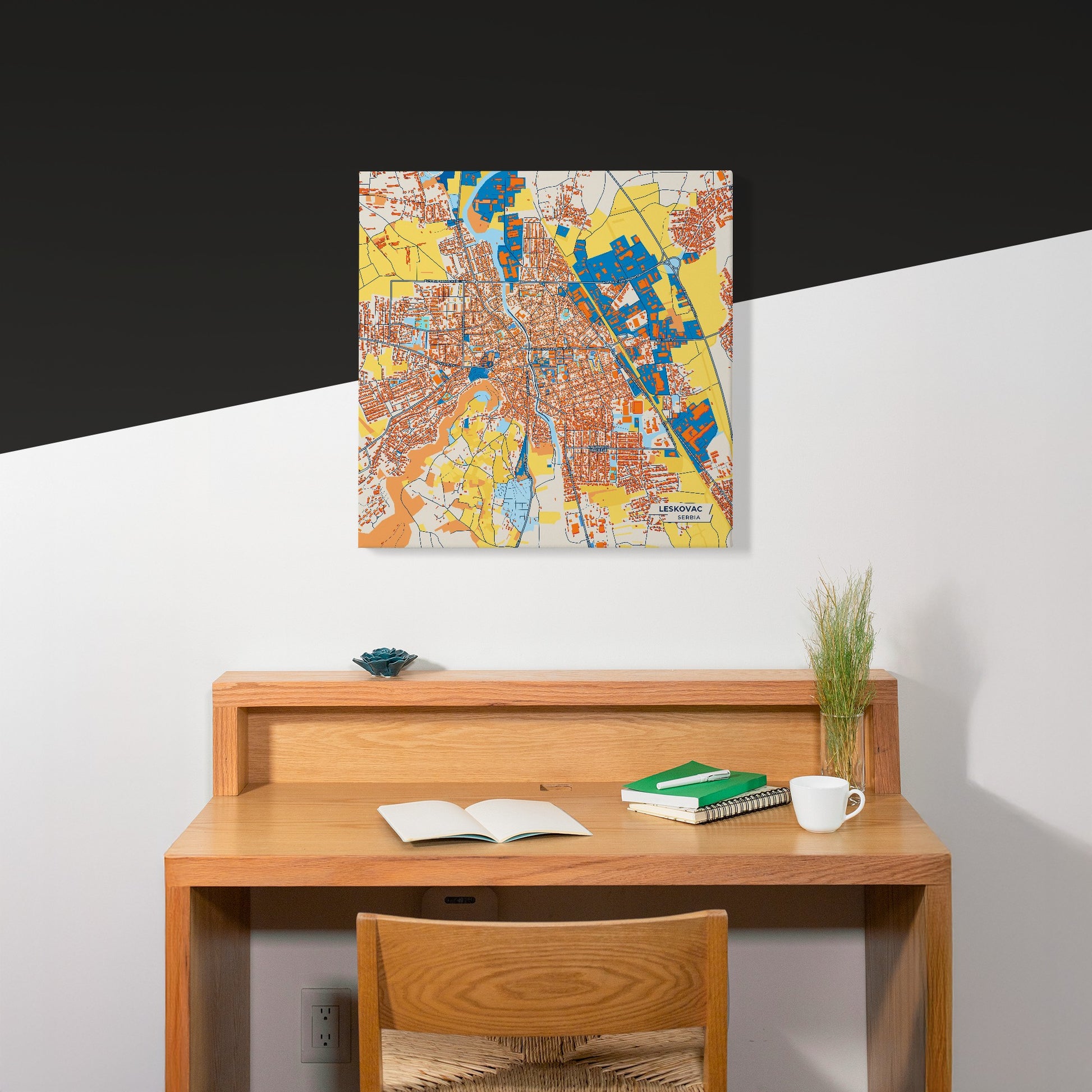 Лесковац Serbia Colorful City Map Canvas Print Scene