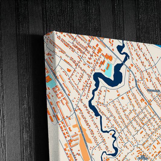 Лесосибирск Russia Colorful City Map Canvas Print Detail