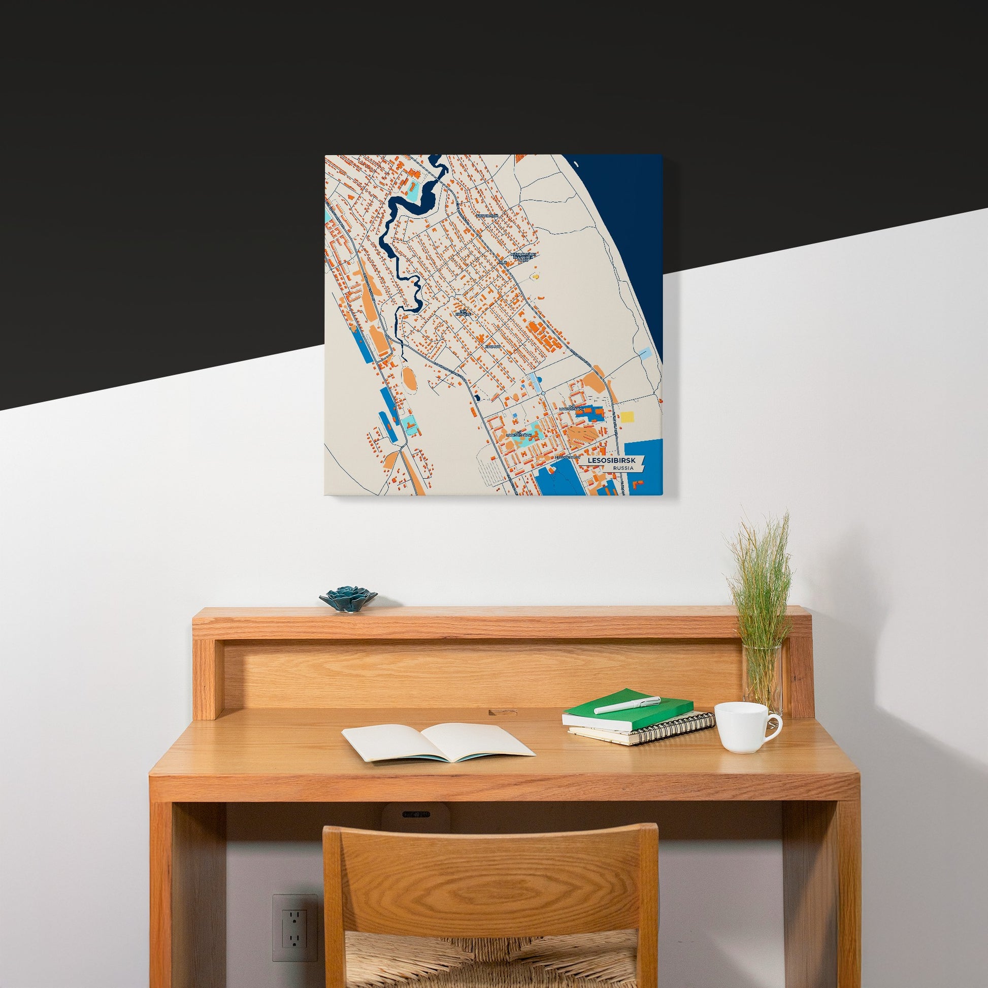 Лесосибирск Russia Colorful City Map Canvas Print Scene