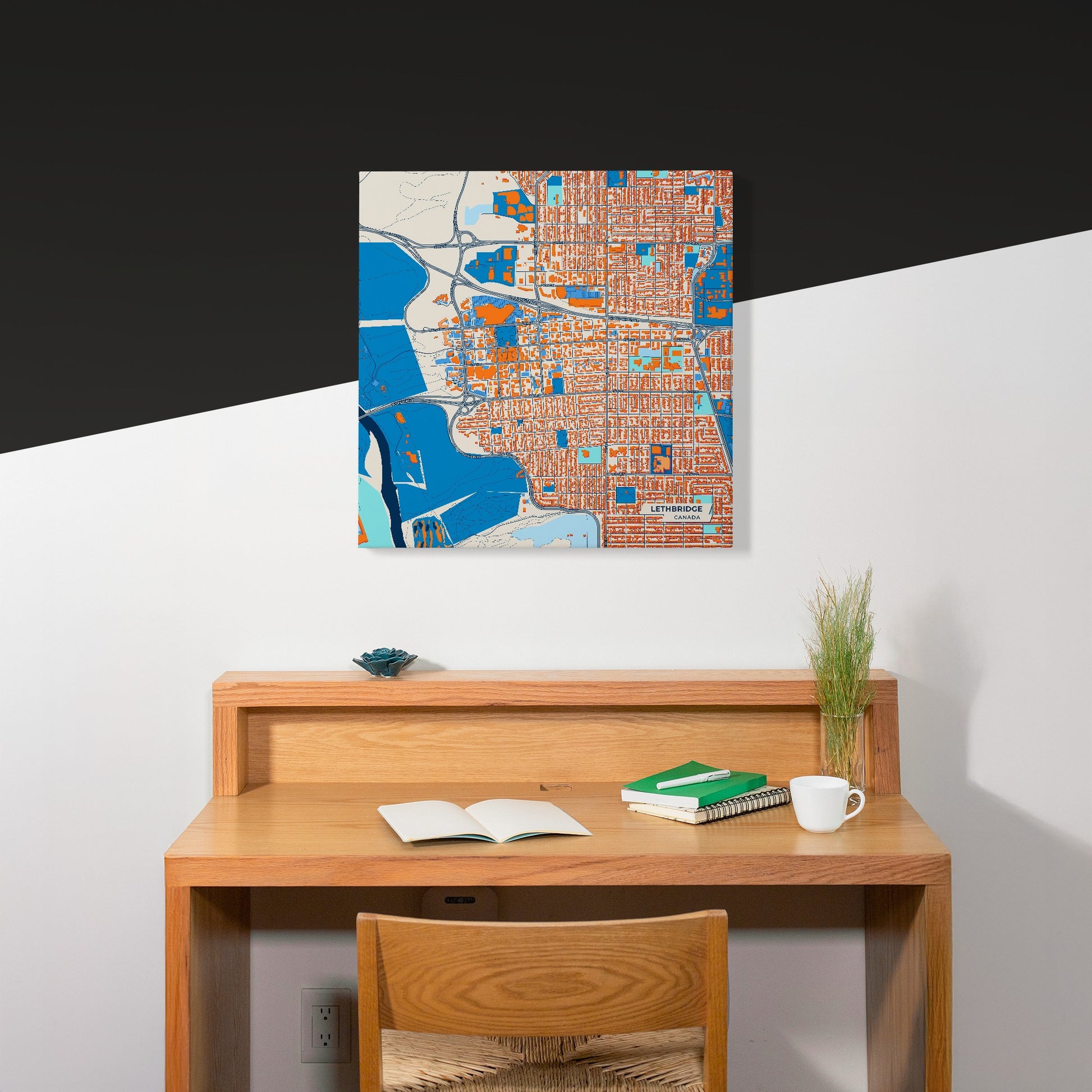 Lethbridge Canada Colorful City Map Canvas Print Scene