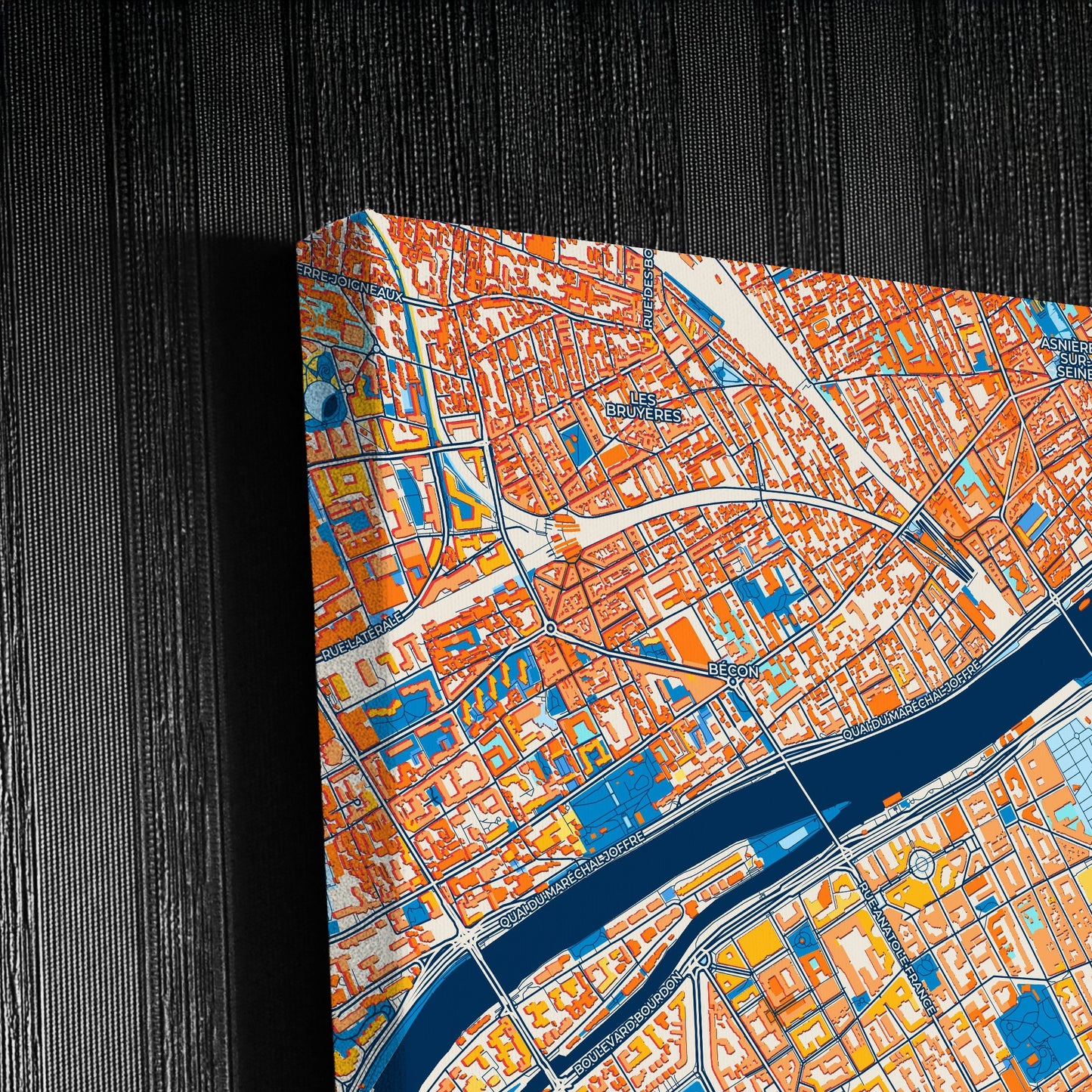 Levallois-Perret France Colorful City Map Canvas Print Detail