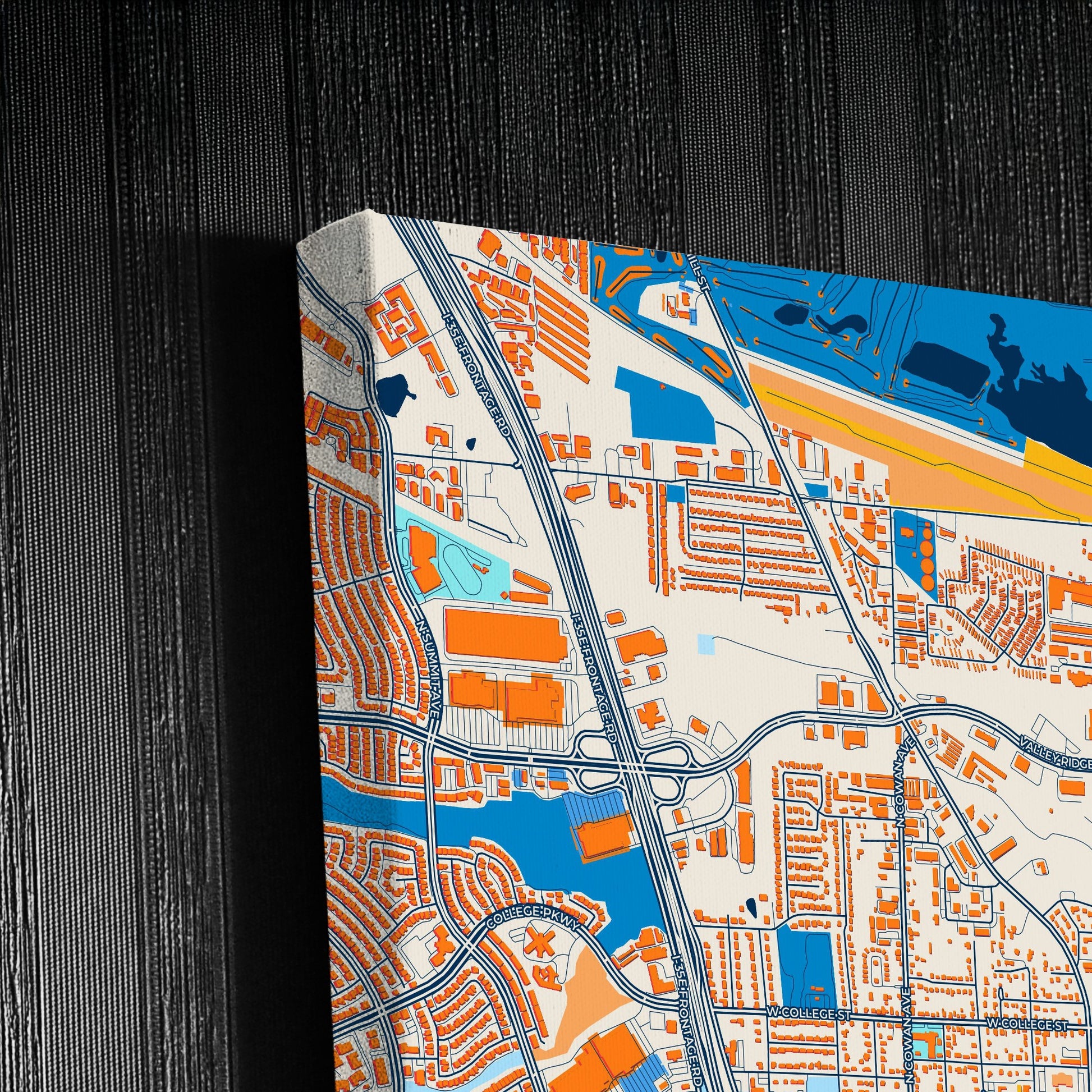 Lewisville Texas Colorful City Map Canvas Print Detail