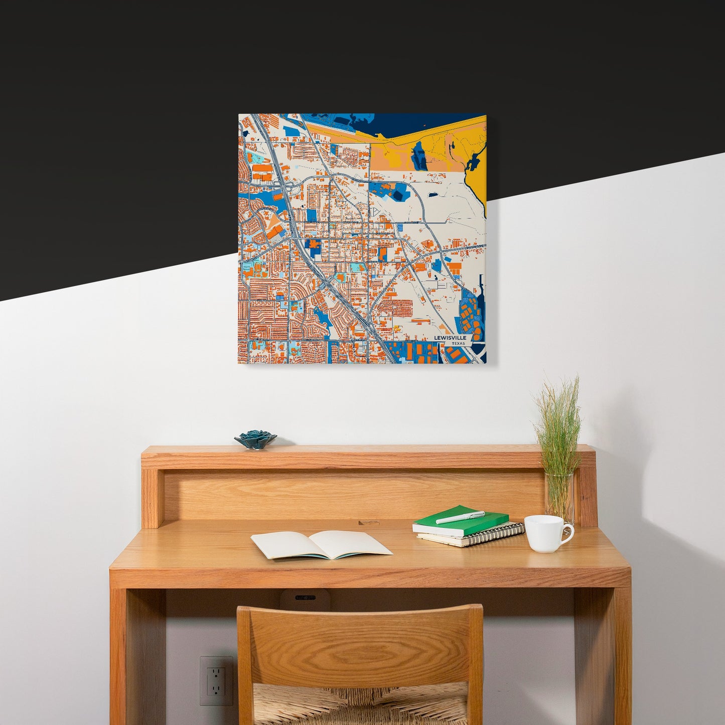 Lewisville Texas Colorful City Map Canvas Print Scene