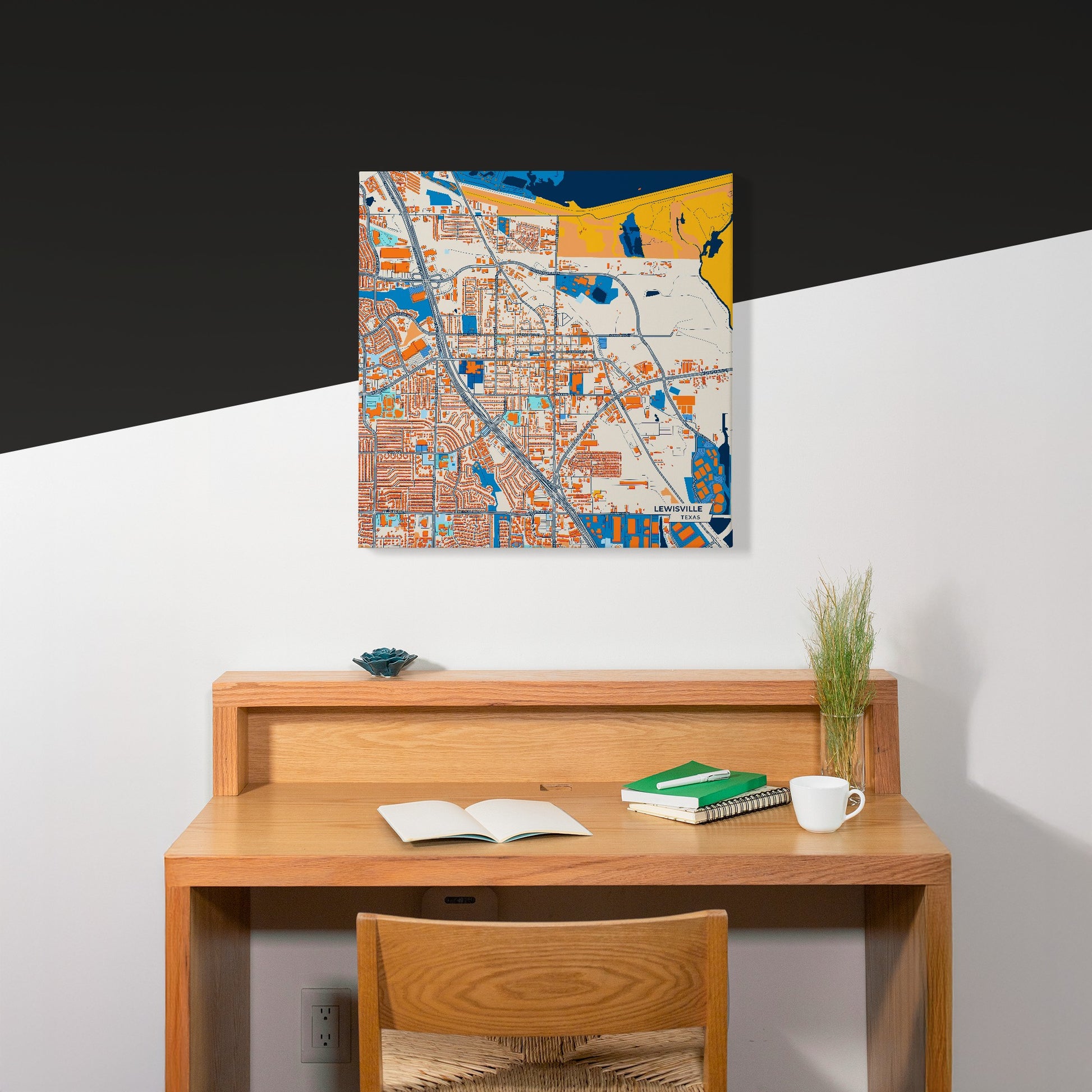 Lewisville Texas Colorful City Map Canvas Print Scene