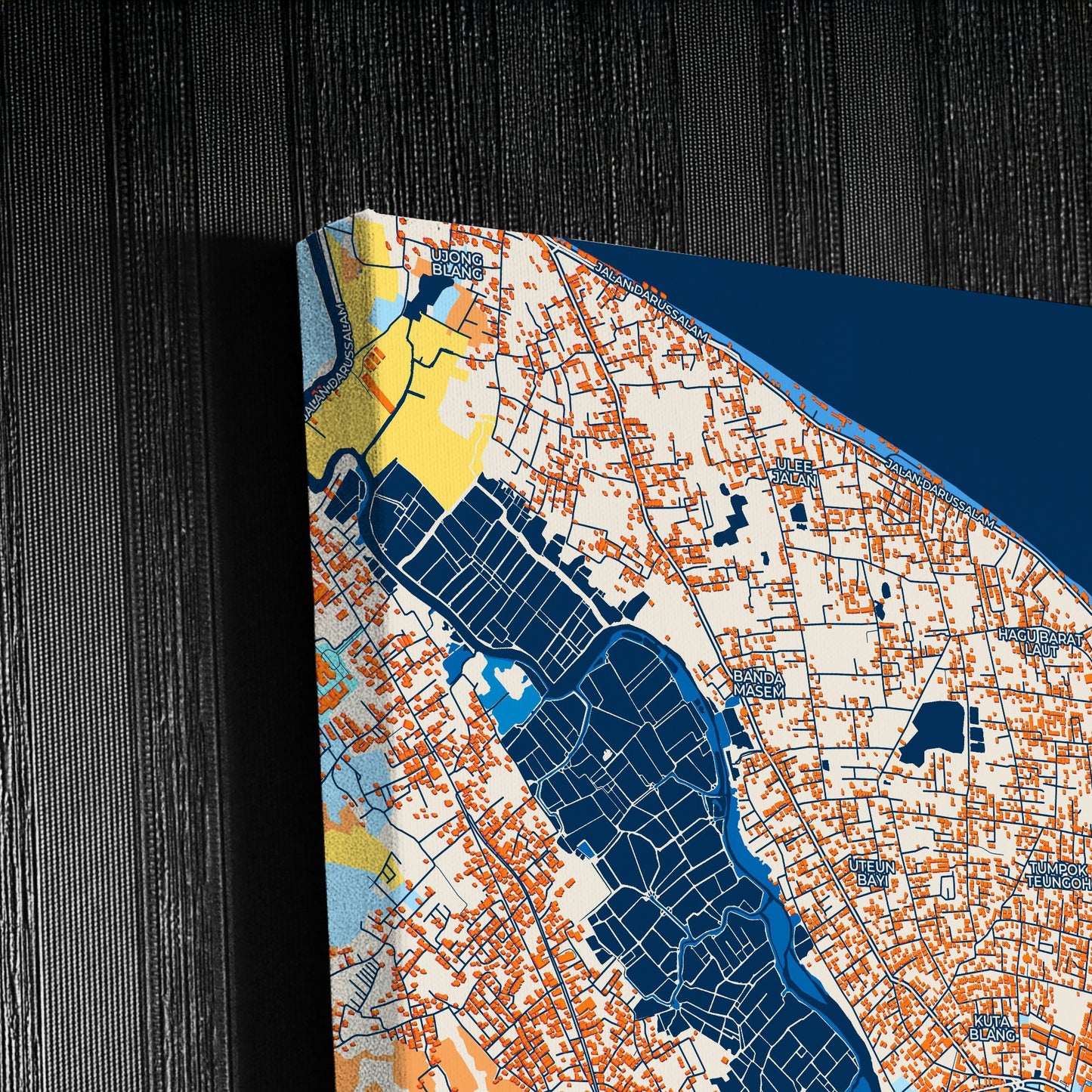 Lhokseumawe Indonesia Colorful City Map Canvas Print Detail