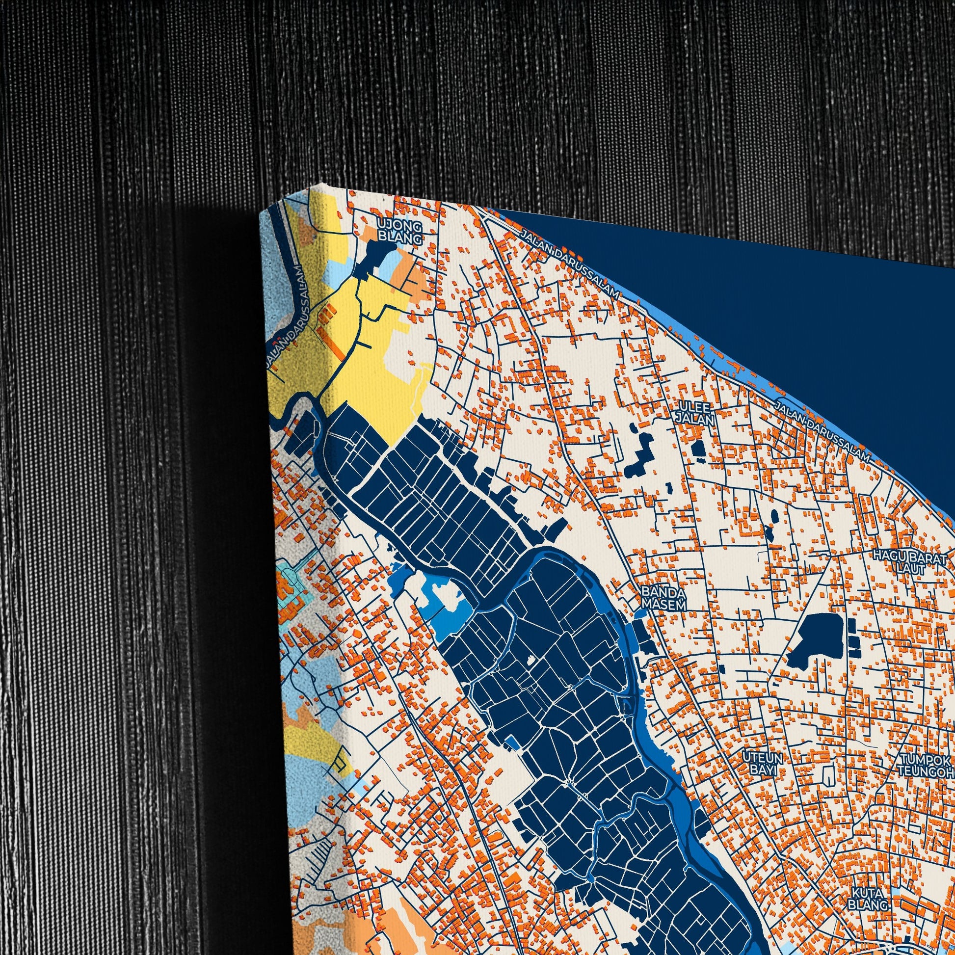 Lhokseumawe Indonesia Colorful City Map Canvas Print Detail