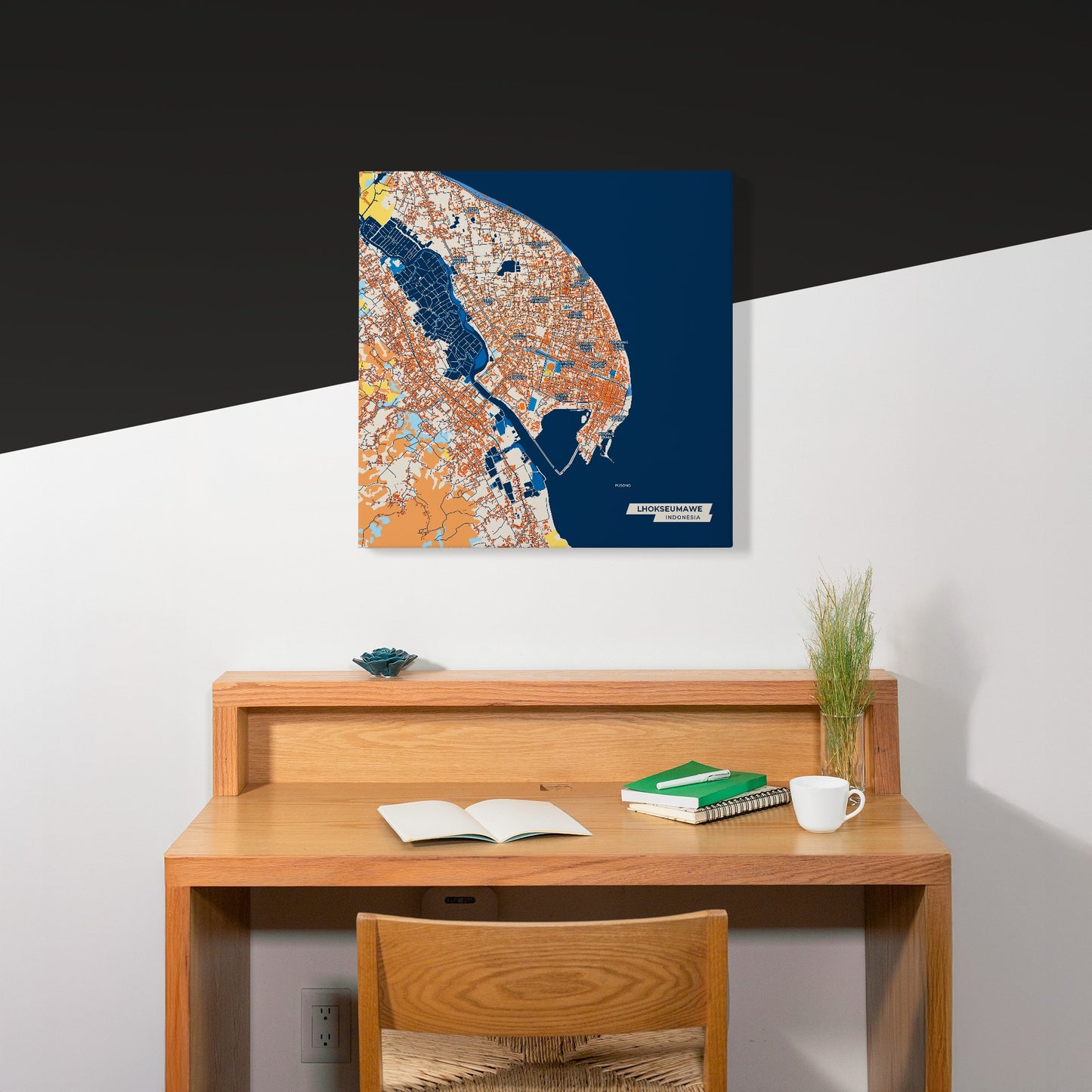 Lhokseumawe Indonesia Colorful City Map Canvas Print Scene