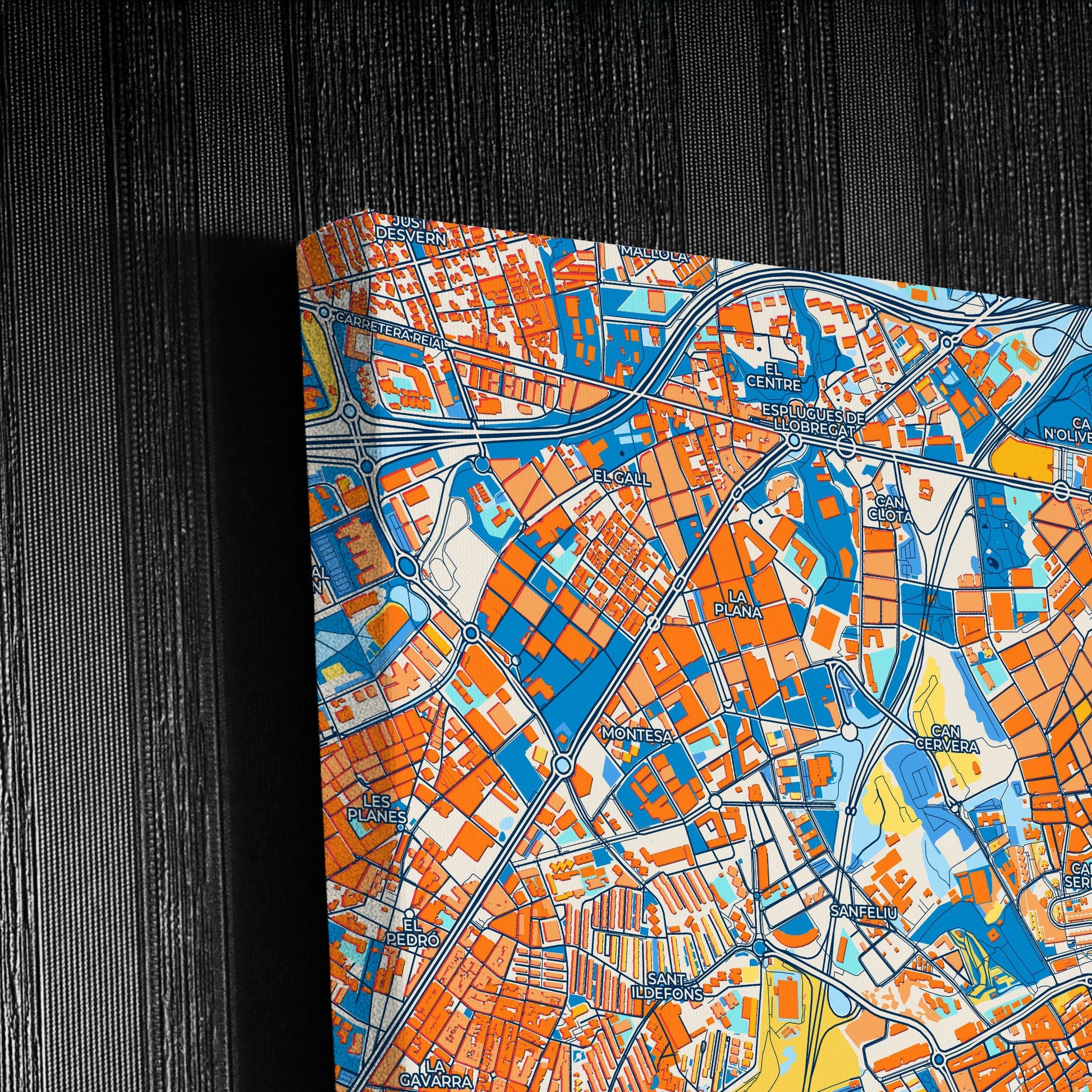 L Hospitalet De Llobregat Spain Colorful City Map Canvas Print Detail