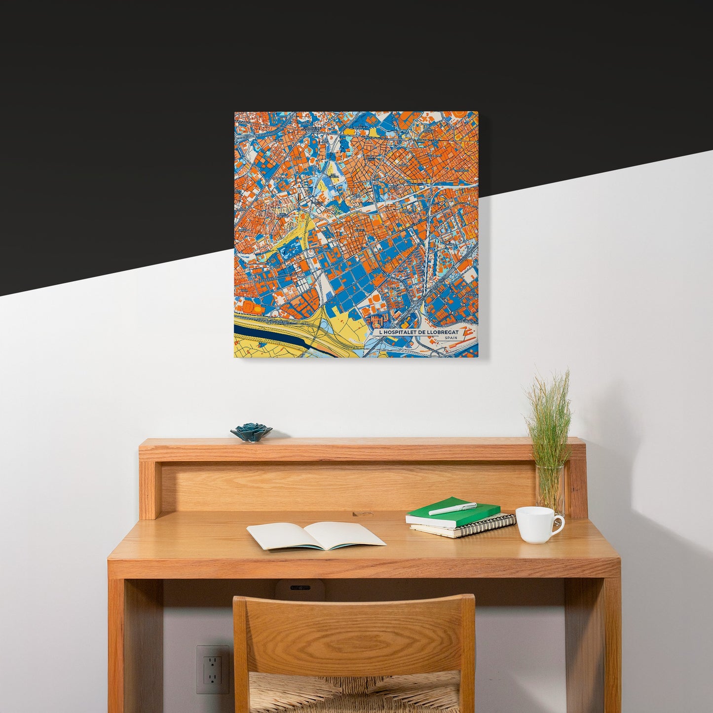 L Hospitalet De Llobregat Spain Colorful City Map Canvas Print Scene