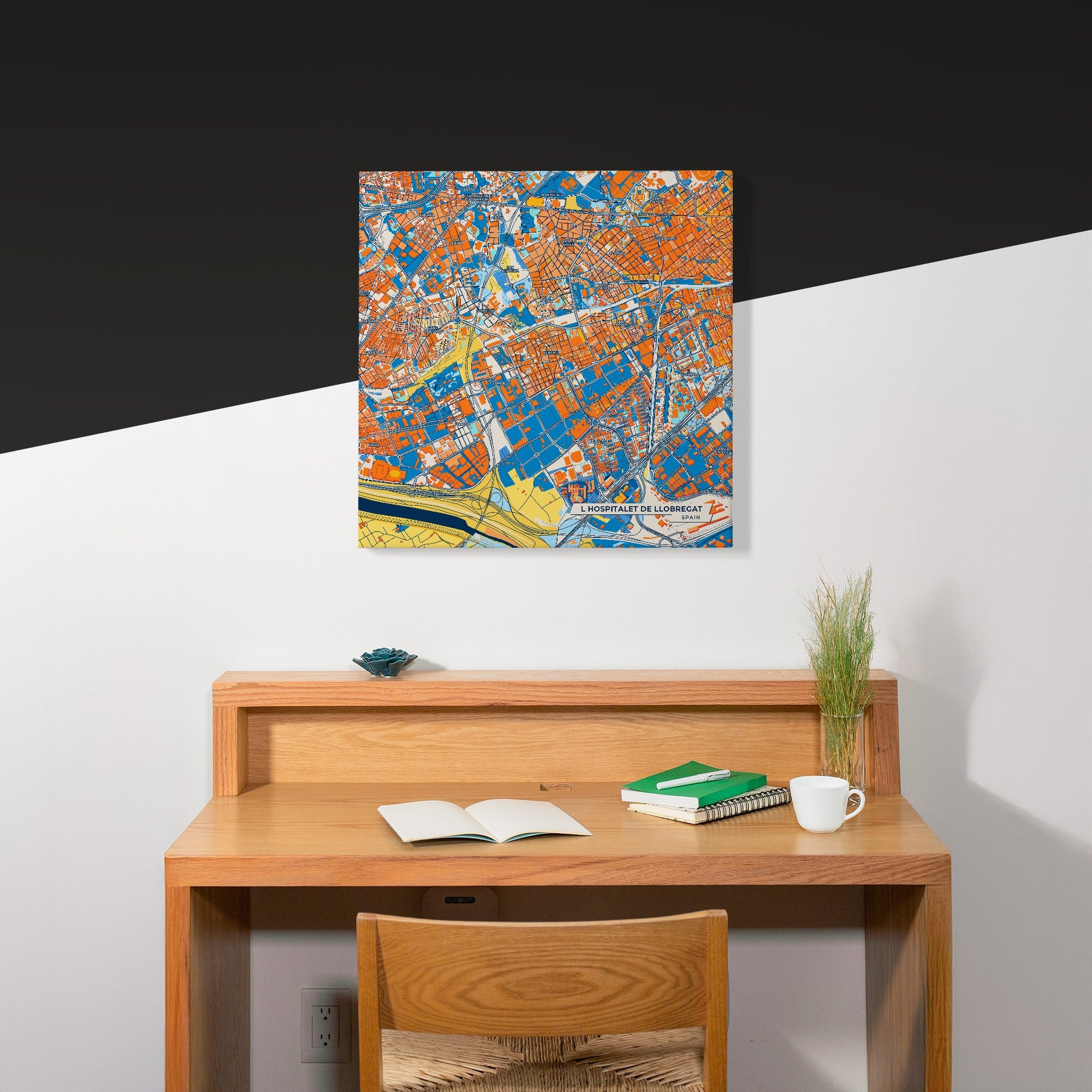 L Hospitalet De Llobregat Spain Colorful City Map Canvas Print Scene