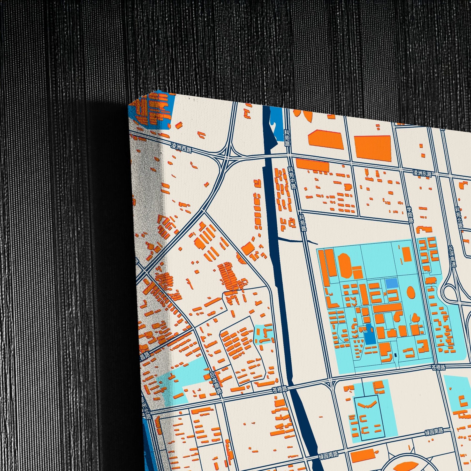 Lianyungang China Colorful City Map Canvas Print Detail