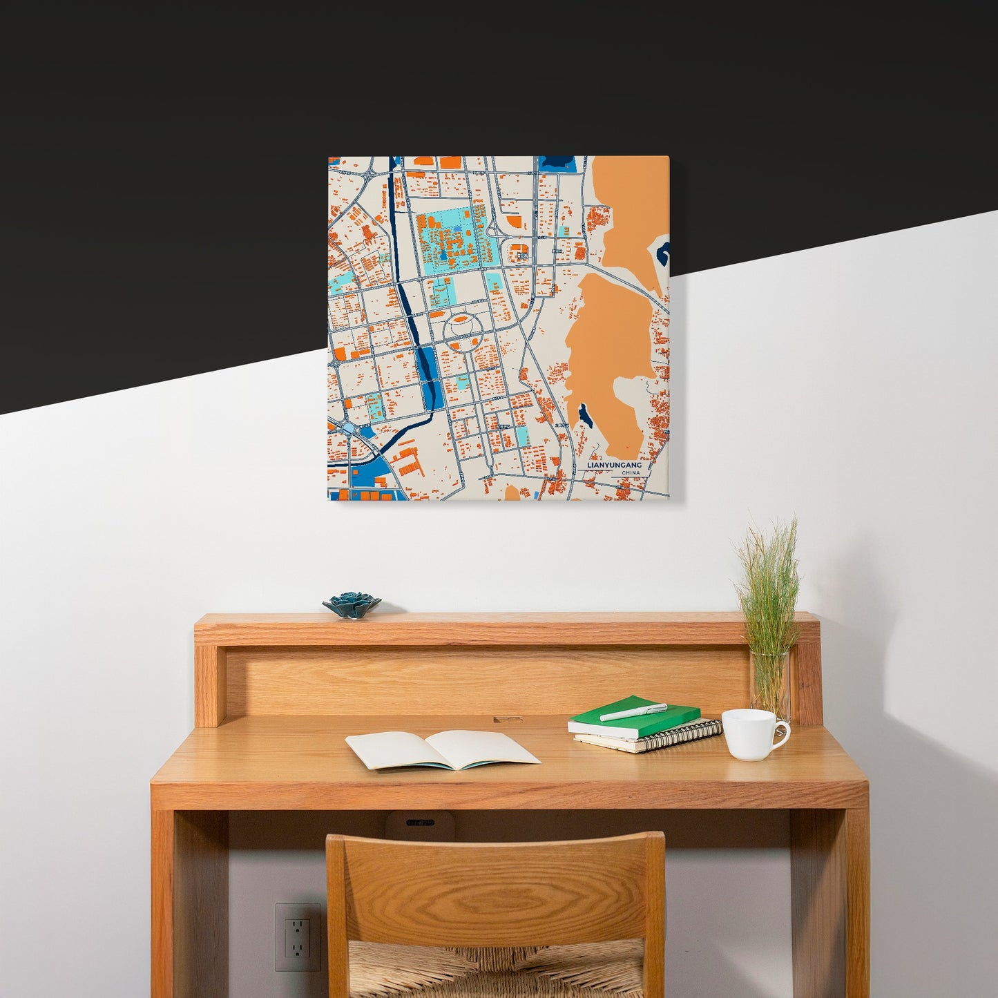 Lianyungang China Colorful City Map Canvas Print Scene