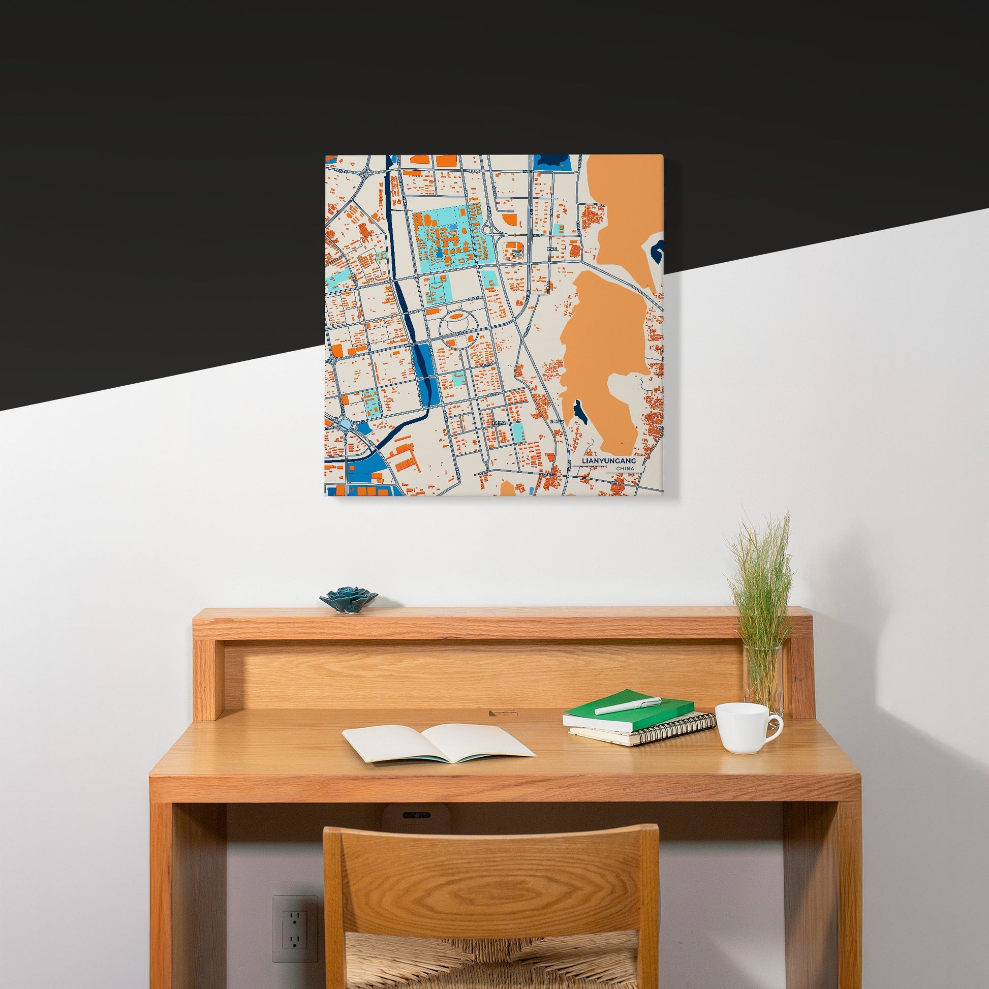 Lianyungang China Colorful City Map Canvas Print Scene