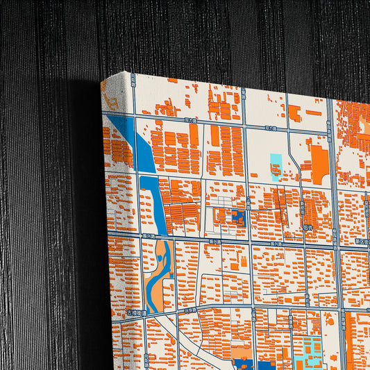 Liaocheng China Colorful City Map Canvas Print Detail