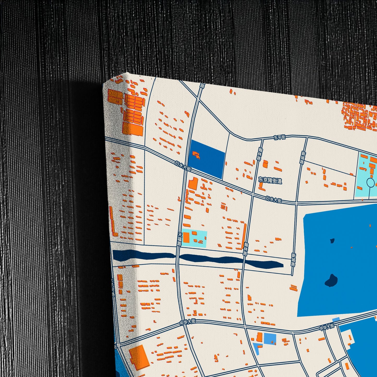 Liaoyang China Colorful City Map Canvas Print Detail